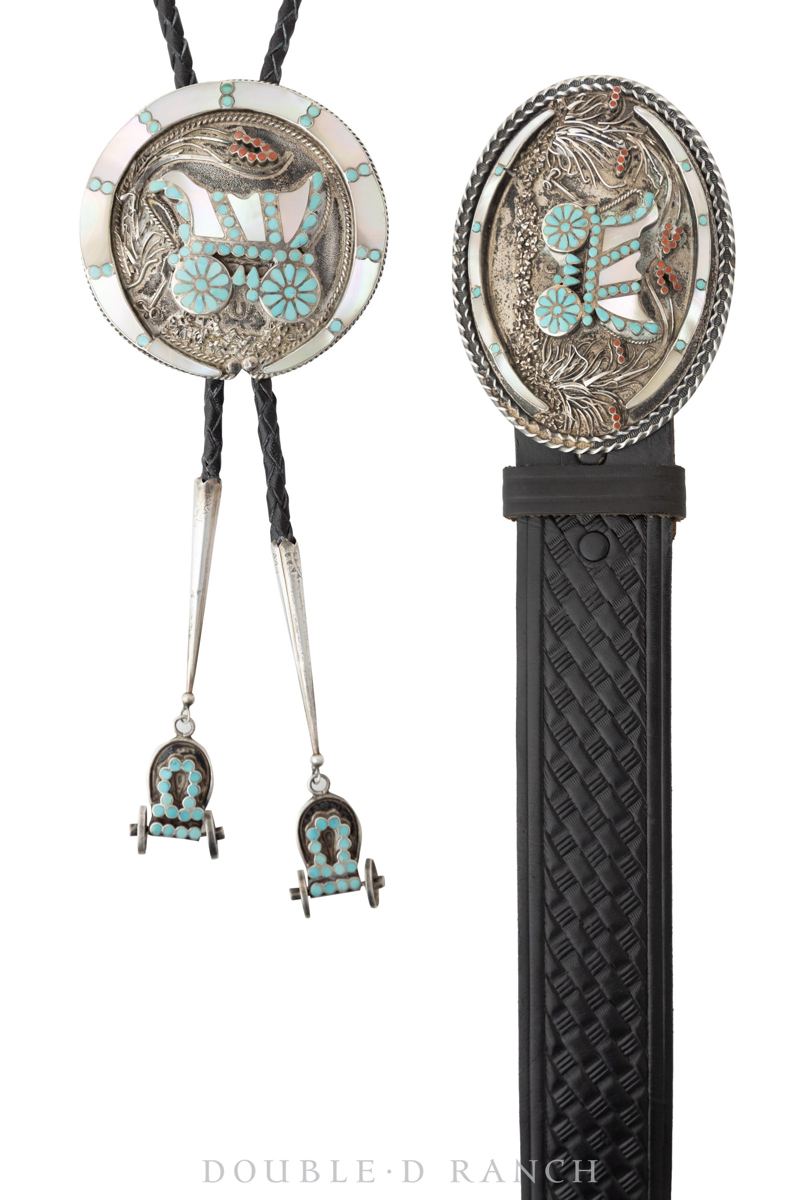 Bolo & Belt Set, Inlay, Conestoga Wagon, Dishta, Hallmark, Vintage, 1693