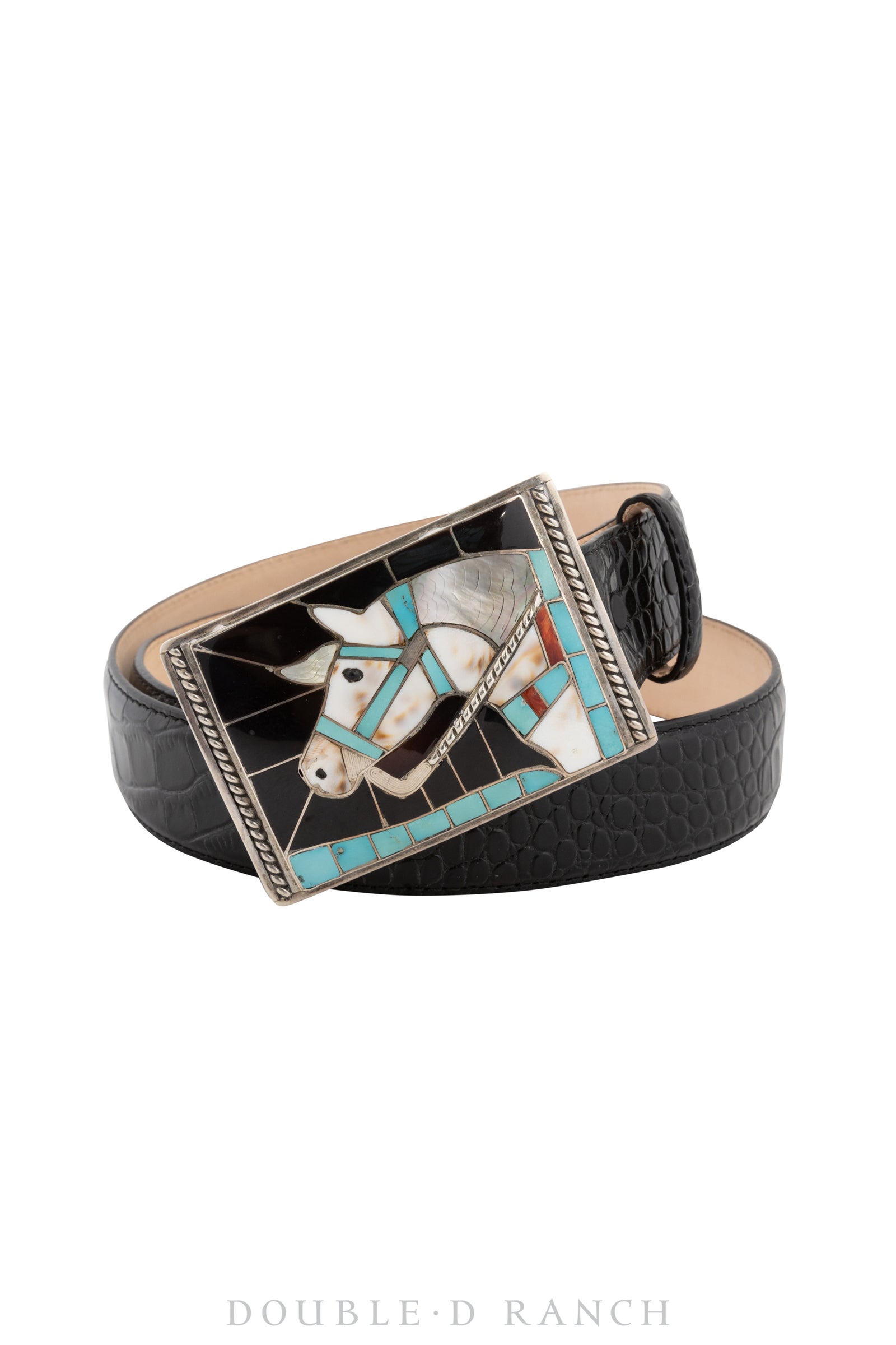 Belt, A Vintage, Buckle, Inlay, Horse Profile, Appaloosa, Lincoln & Helen Zunie Hallmark, Vintage, 561