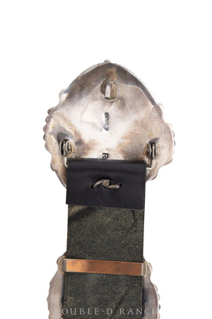 Belt, A Vintage, Concho, Turquoise, King's Manassa, Huge Specimens, Marked, Vintage, 499