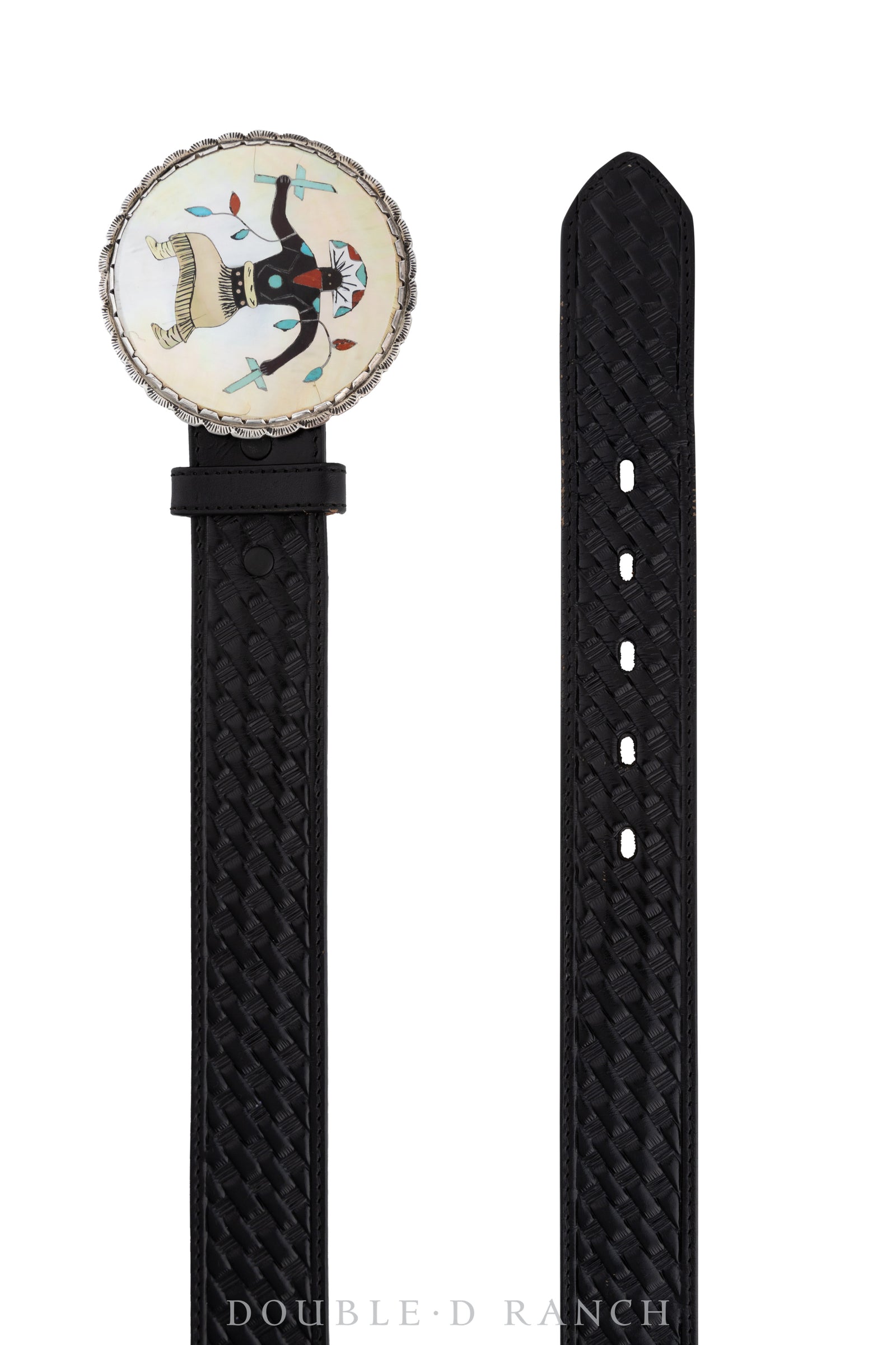 Belt, A Vintage, Buckle. Inlay, Crown Dancer, Elliot Qualo Hallmark, Vintage ‘70s, 555