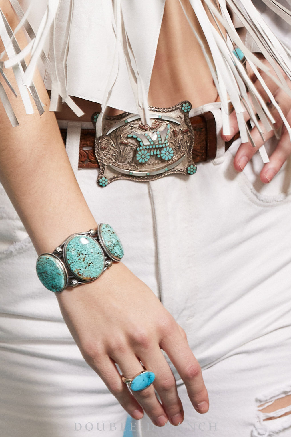 Belt & Bolo Set, Inlay, Conestoga wagon, Dishta, Vintage, 1631