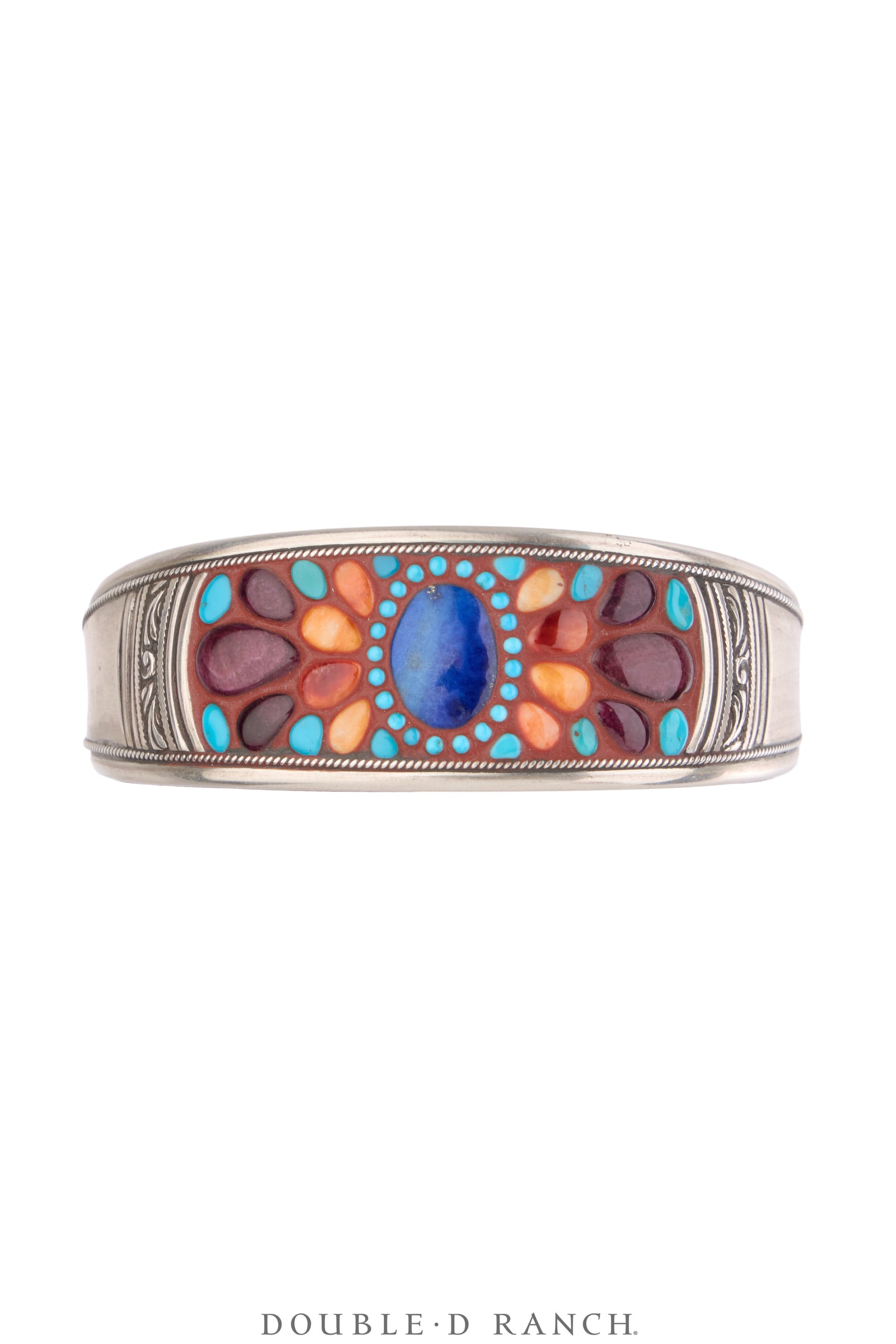 Cuff, Inlay, Mixed Stones, Leather Lined, Artisan, Contemporary, 4069C