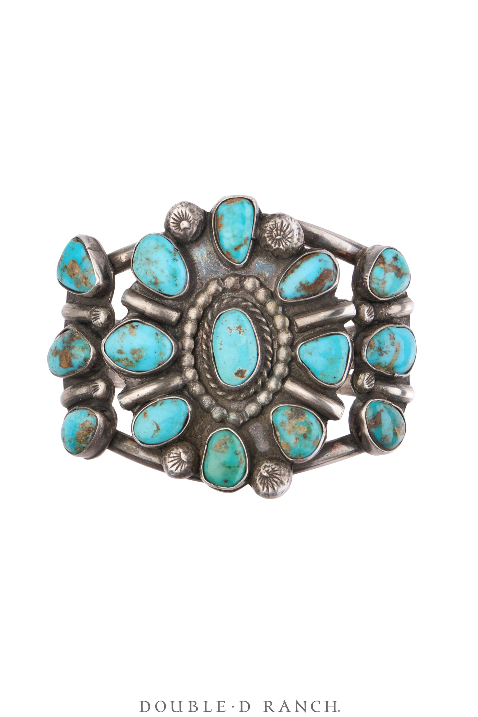 Cuff, Cluster, Turquoise Nuggets, Sans Hallmark, Vintage Mid Century, 4162