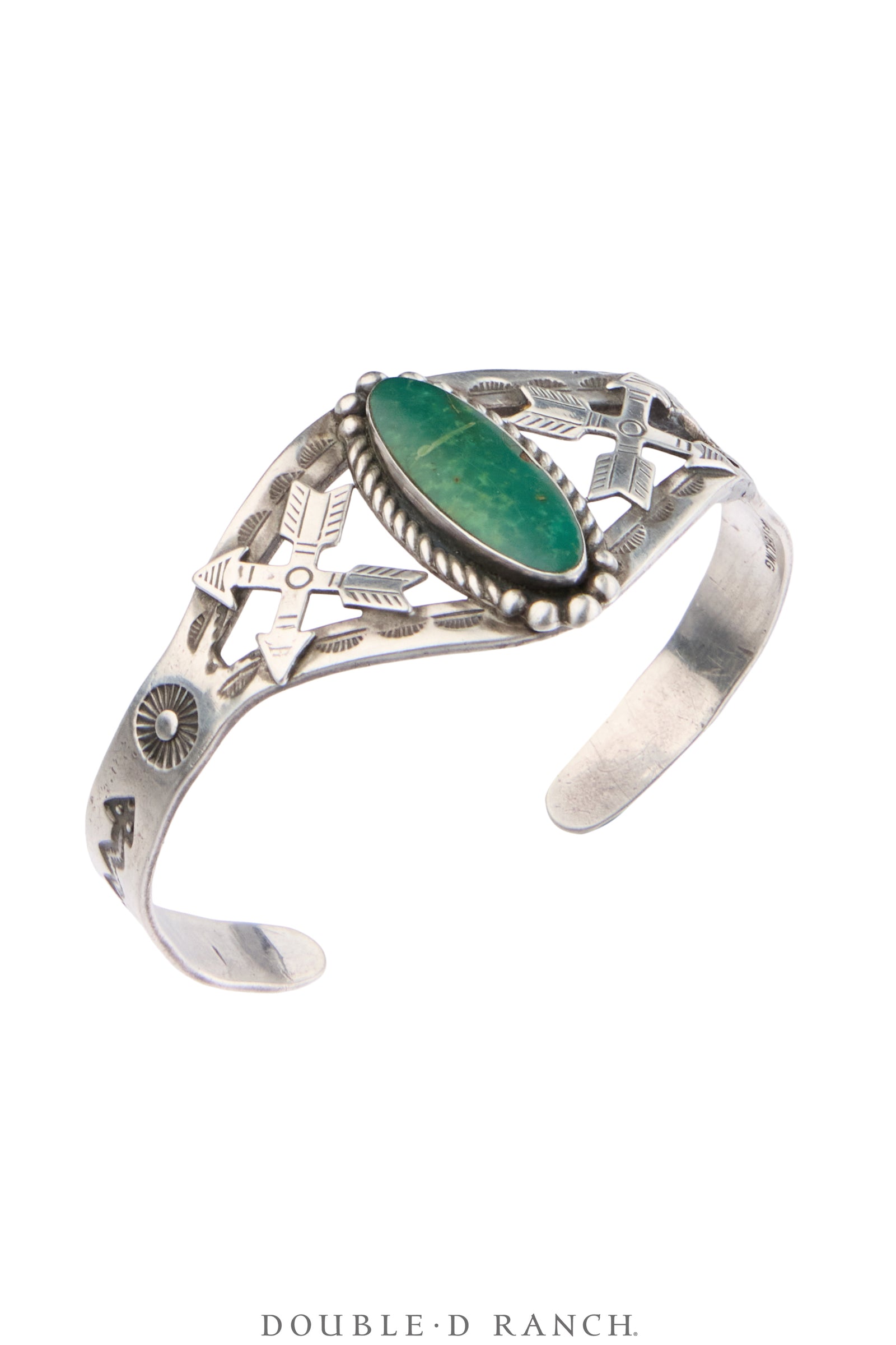 Cuff, Fred Harvey Railroad Era, Turquoise, Crossed Arrows, Hallmark, Vintage ‘40s, 4168