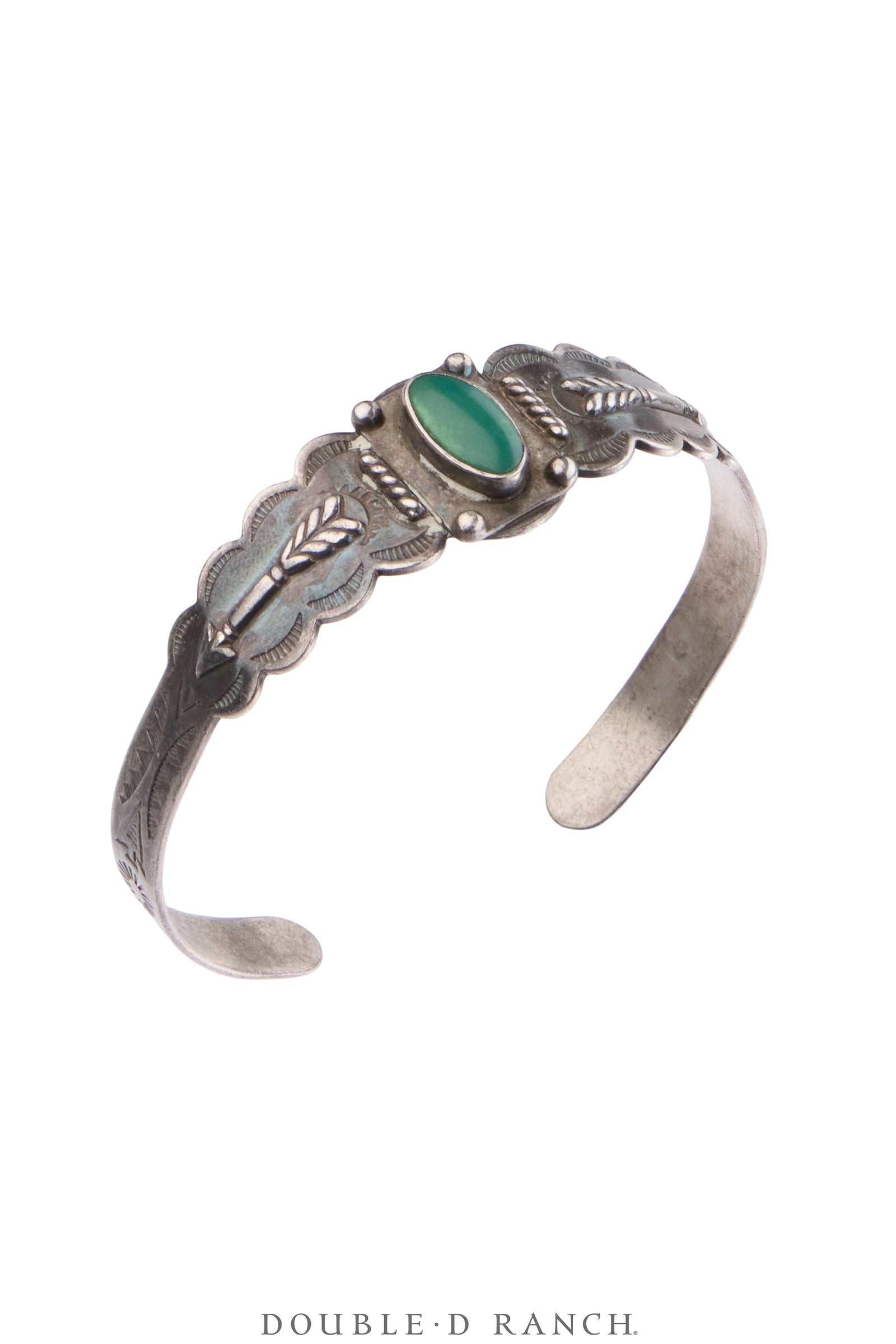 Cuff, Fred Harvey Railroad Era, Turquoise, Stampwork, Vintage ‘40s, 4169