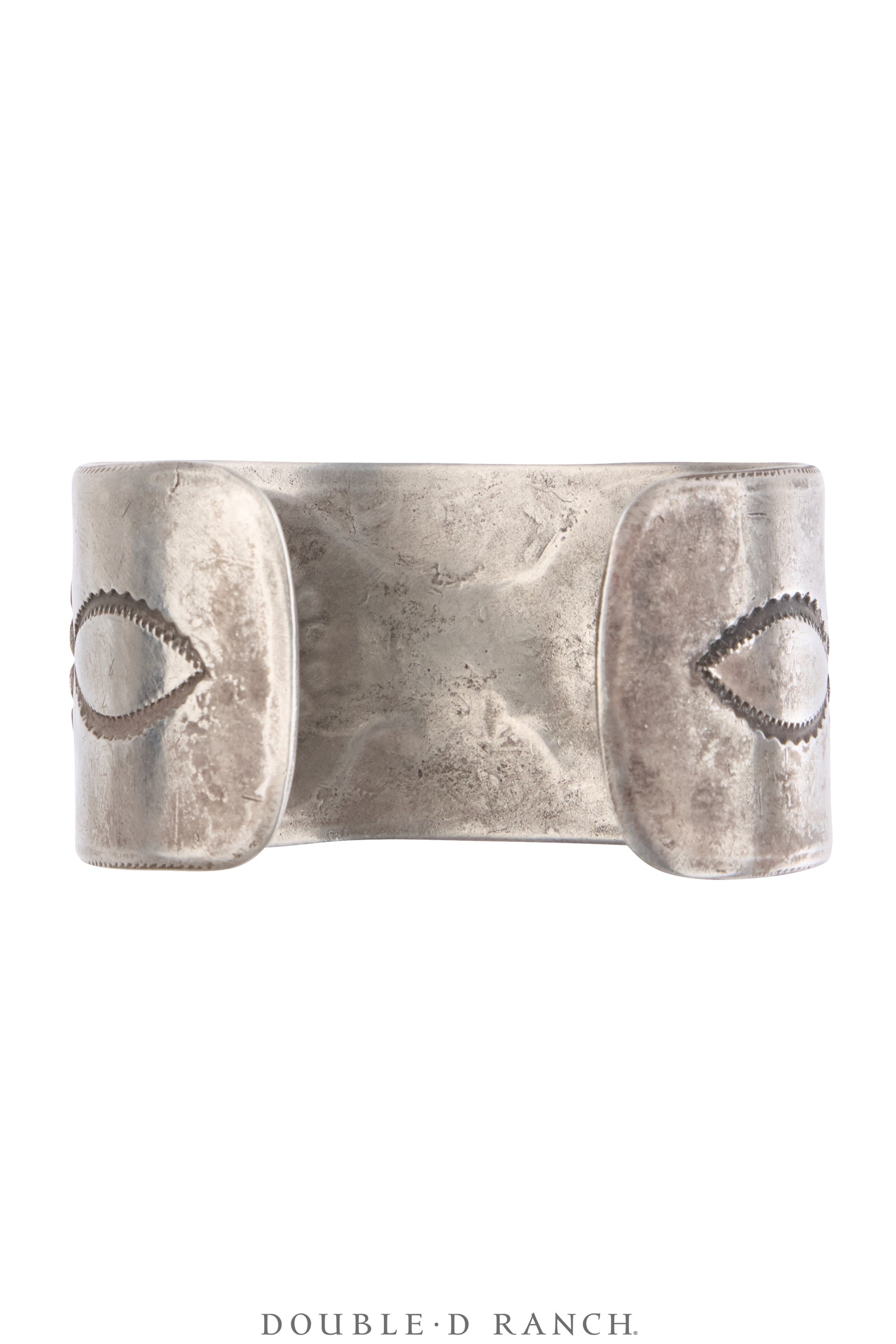 Cuff, Stampwork, Turquoise & Ingot Silver, Sans Hallmark, Vintage Early 20th Century, 4175