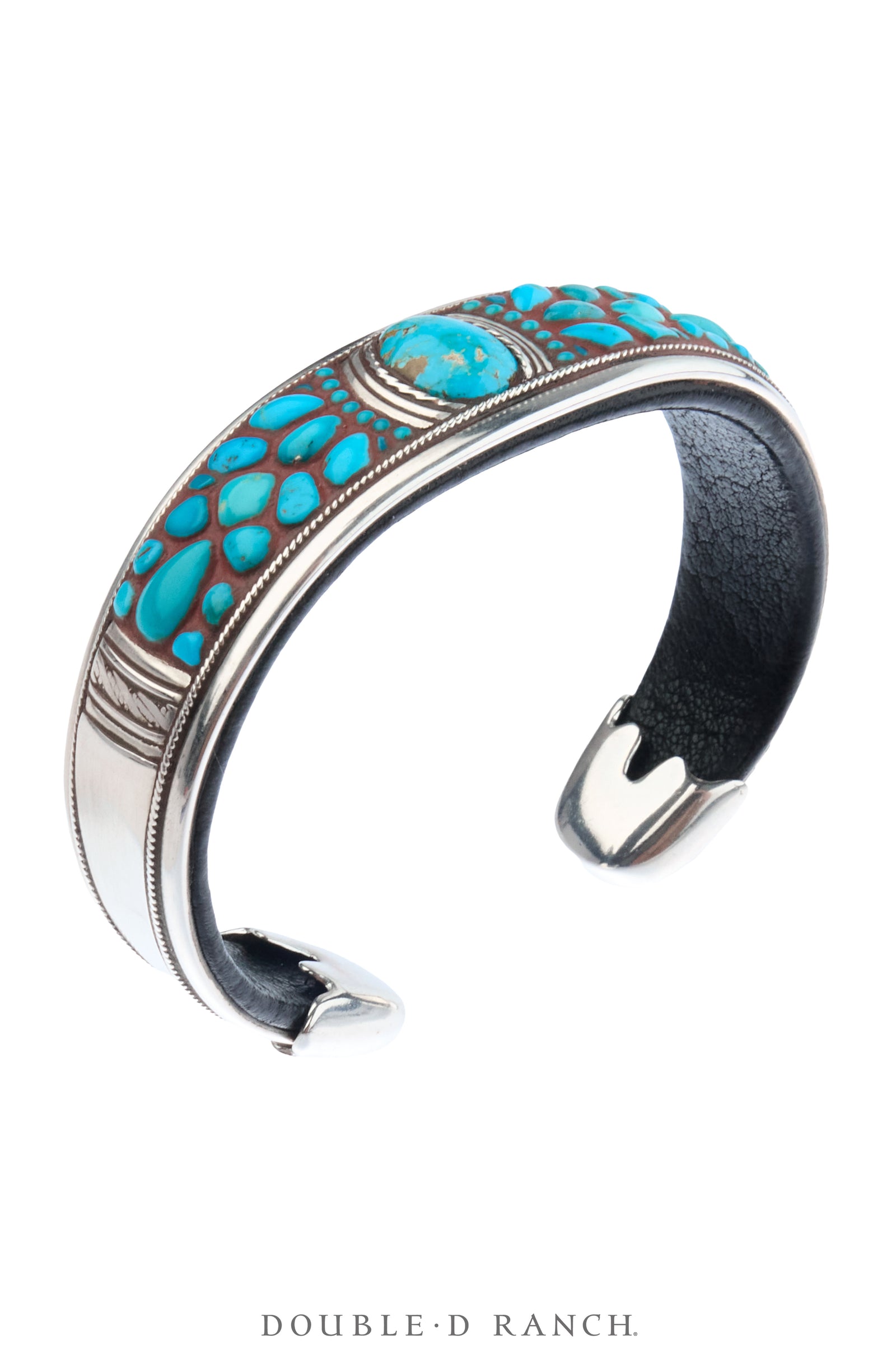 Cuff, Inlay, Turquoise, Leather Lined, Artisan, Contemporary, 4192