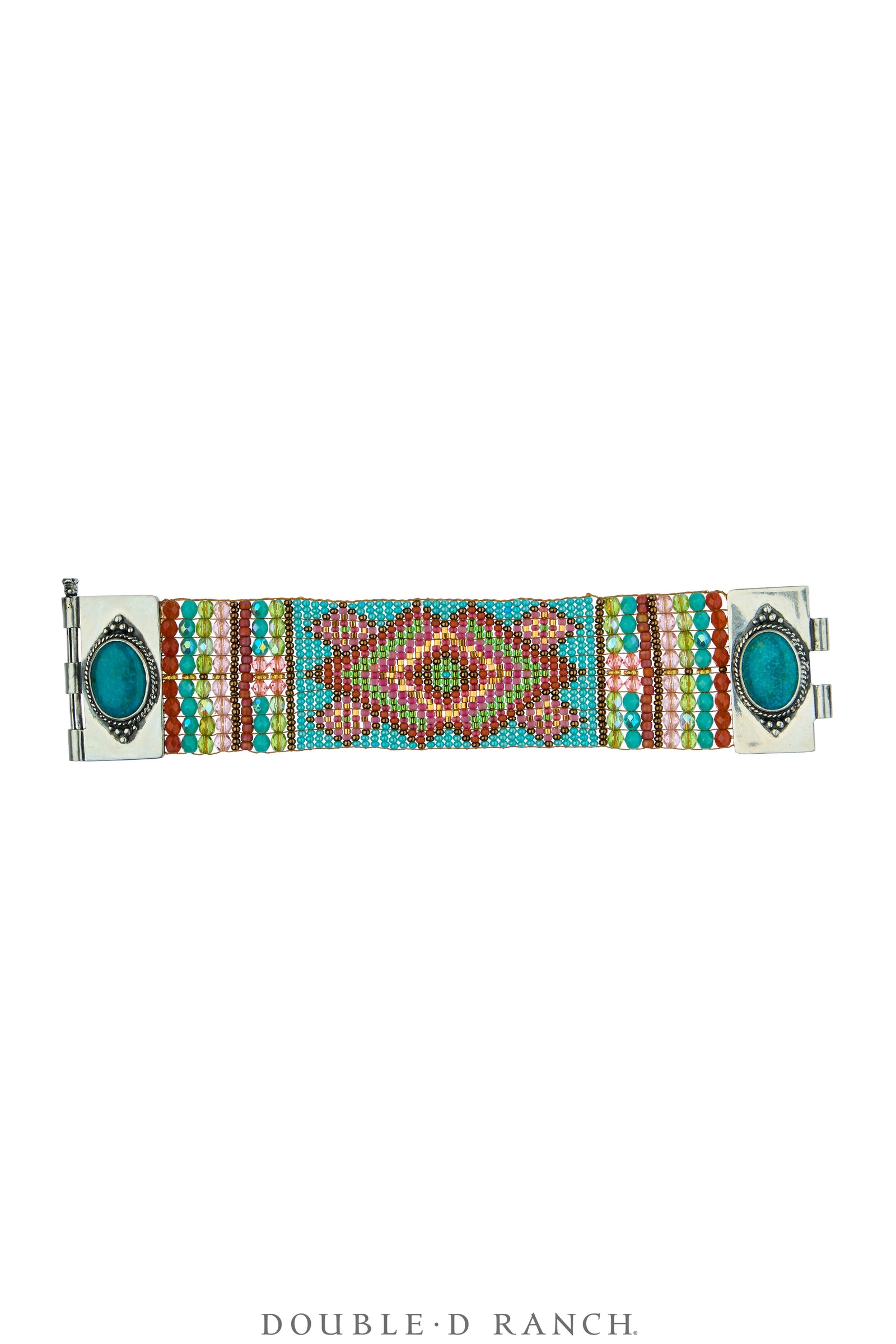 Cuff, Beaded, Glass Beads With Turquoise, Artisan, Contemporary, 4211