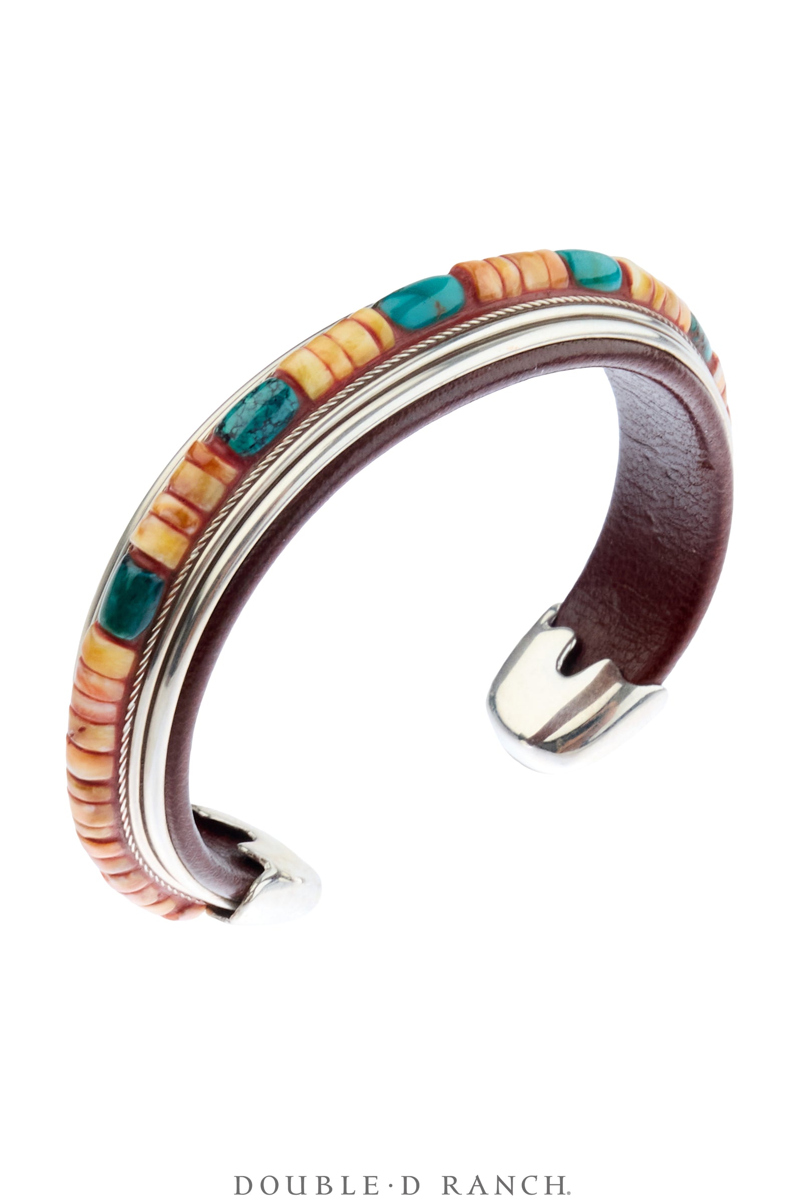 Cuff, Inlay, Spiny Oyster & Turquoise, Leather Lined, Artisan, Contemporary, 4217