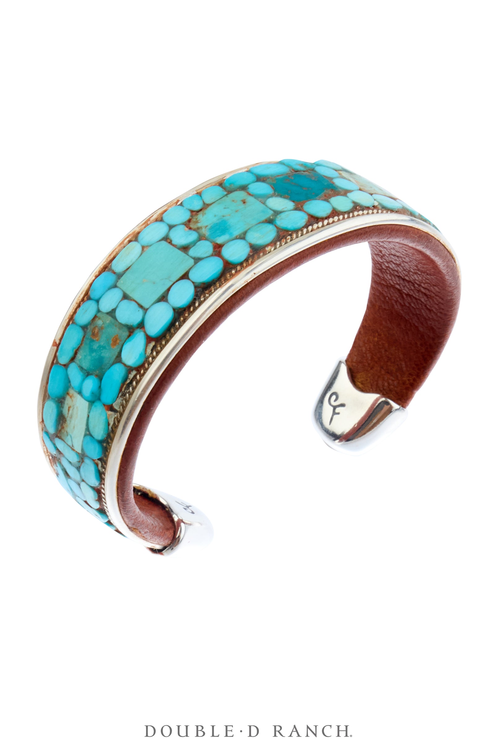Cuff, Inlay, Turquoise, Leather Lined, Artisan, Charlie Favour, Contemporary, 4224