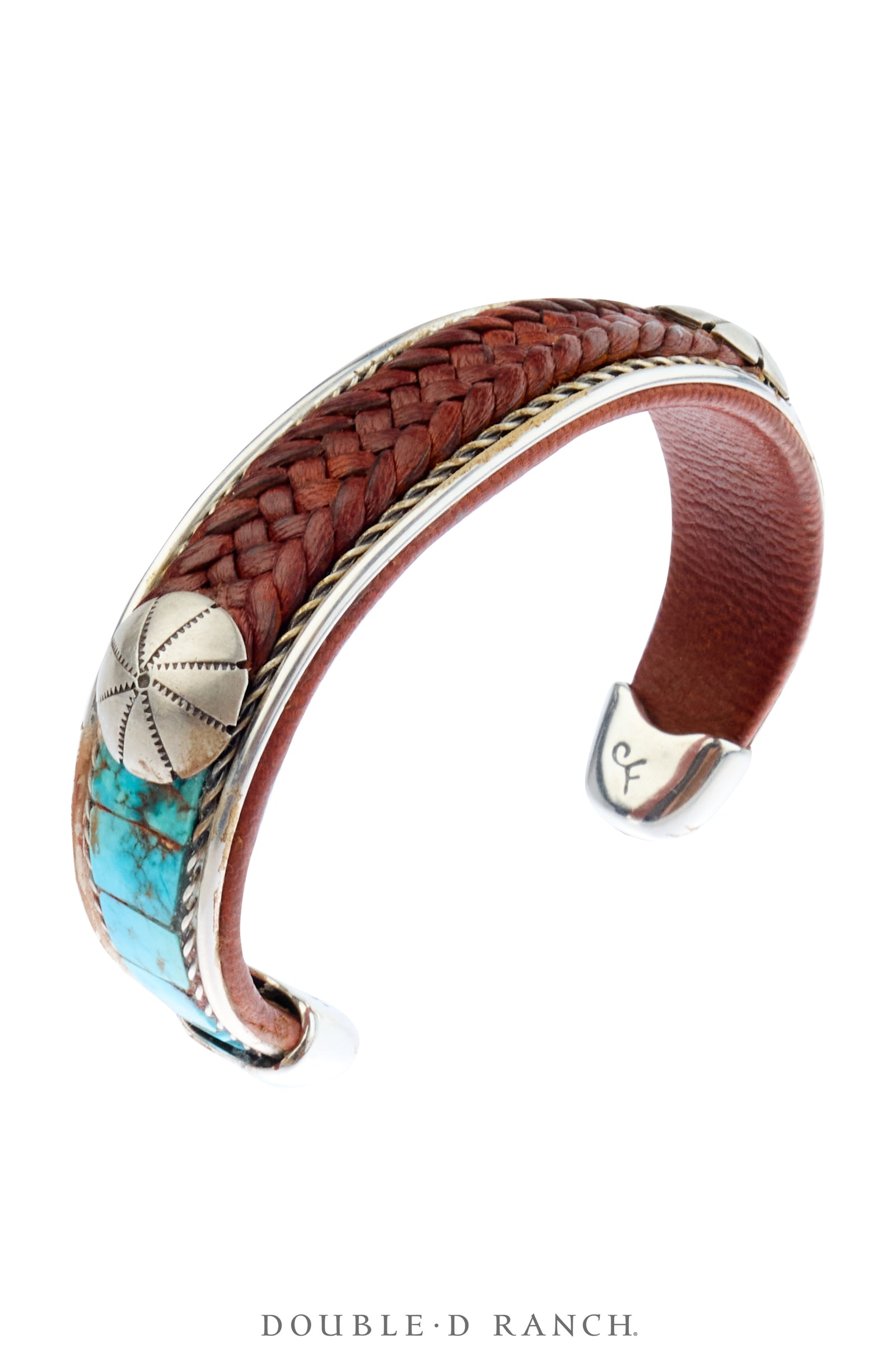 Cuff, Inlay, Turquoise, Leather Lined, Artisan, Charlie Favour, Contemporary, 4229