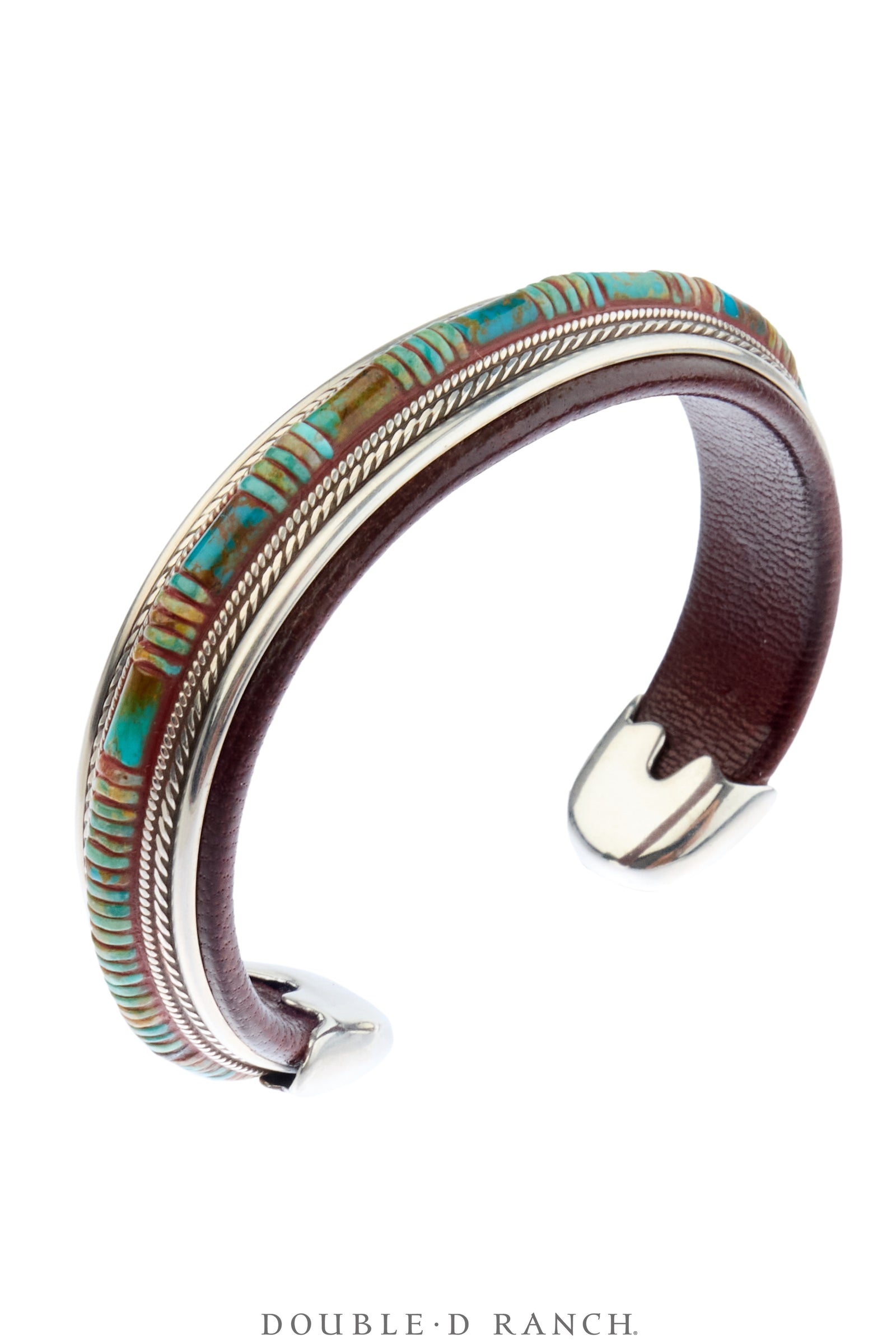 Cuff, Inlay, Turquoise, Leather Lined, Artisan, Contemporary, 4238