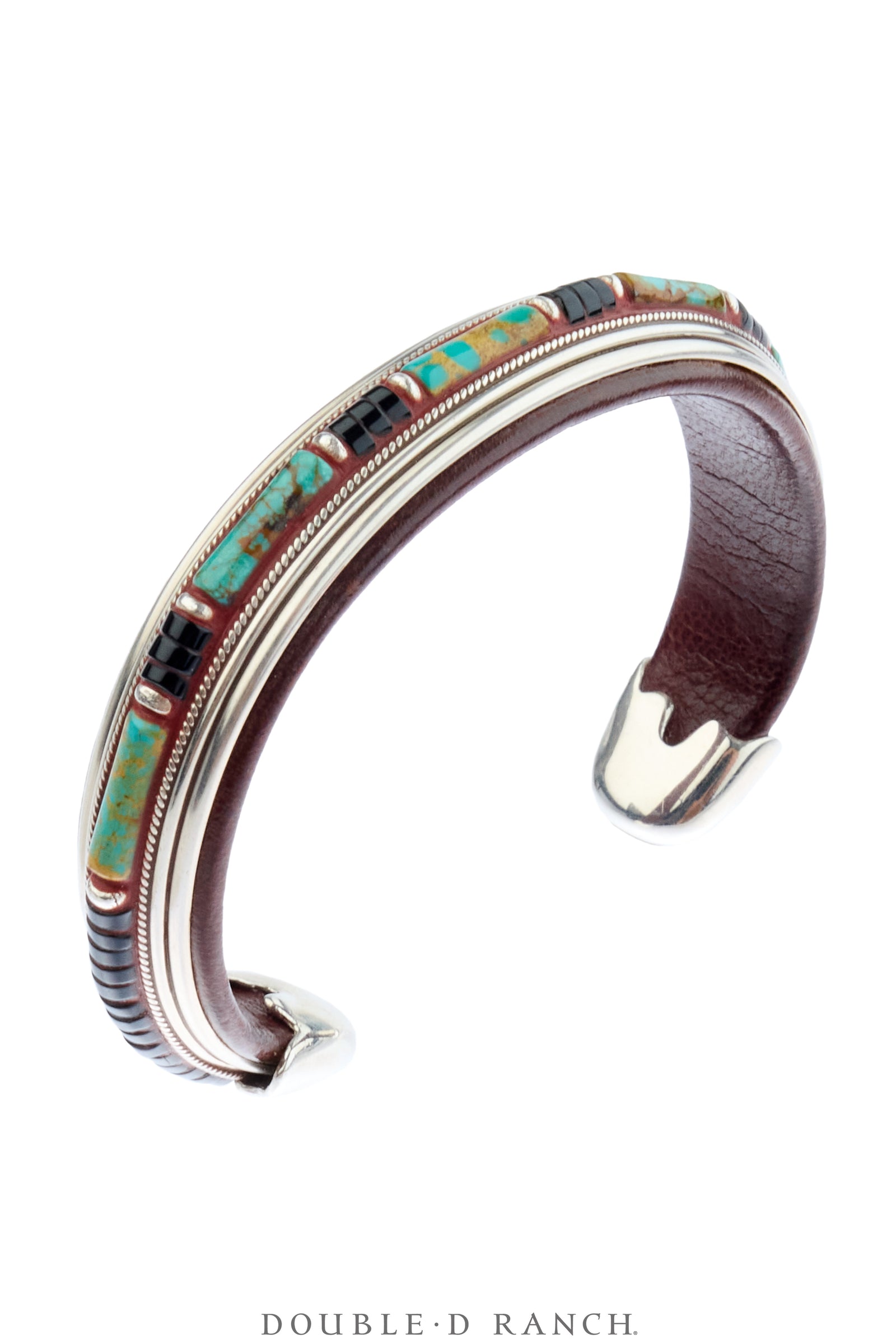 Cuff, Inlay, Turquoise, Leather Lined, Artisan, Contemporary, 4239