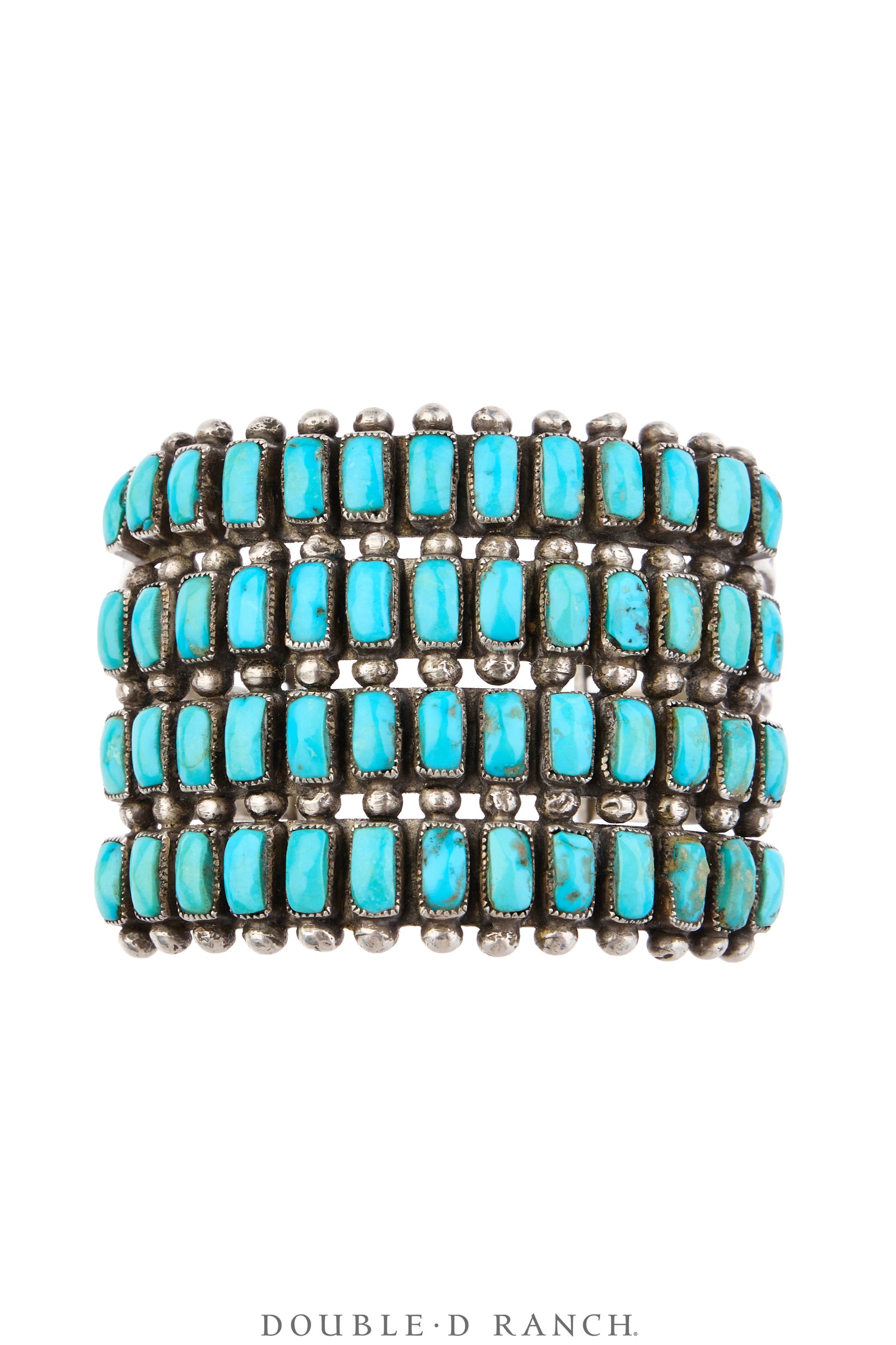Cuff, Row, Turquoise, 4 Bands, Stampwork, Heavy, Estate, Vintage, 4242