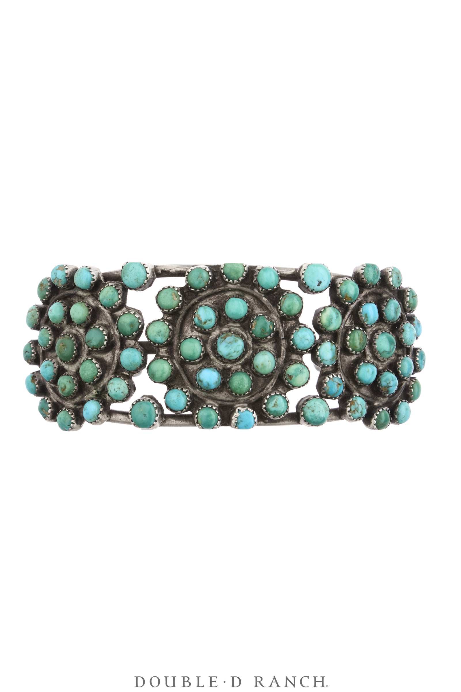 Cuff, Cluster, Turquoise, Snake Eye Stones, Sans Hallmark, Vintage ‘20s, 4342
