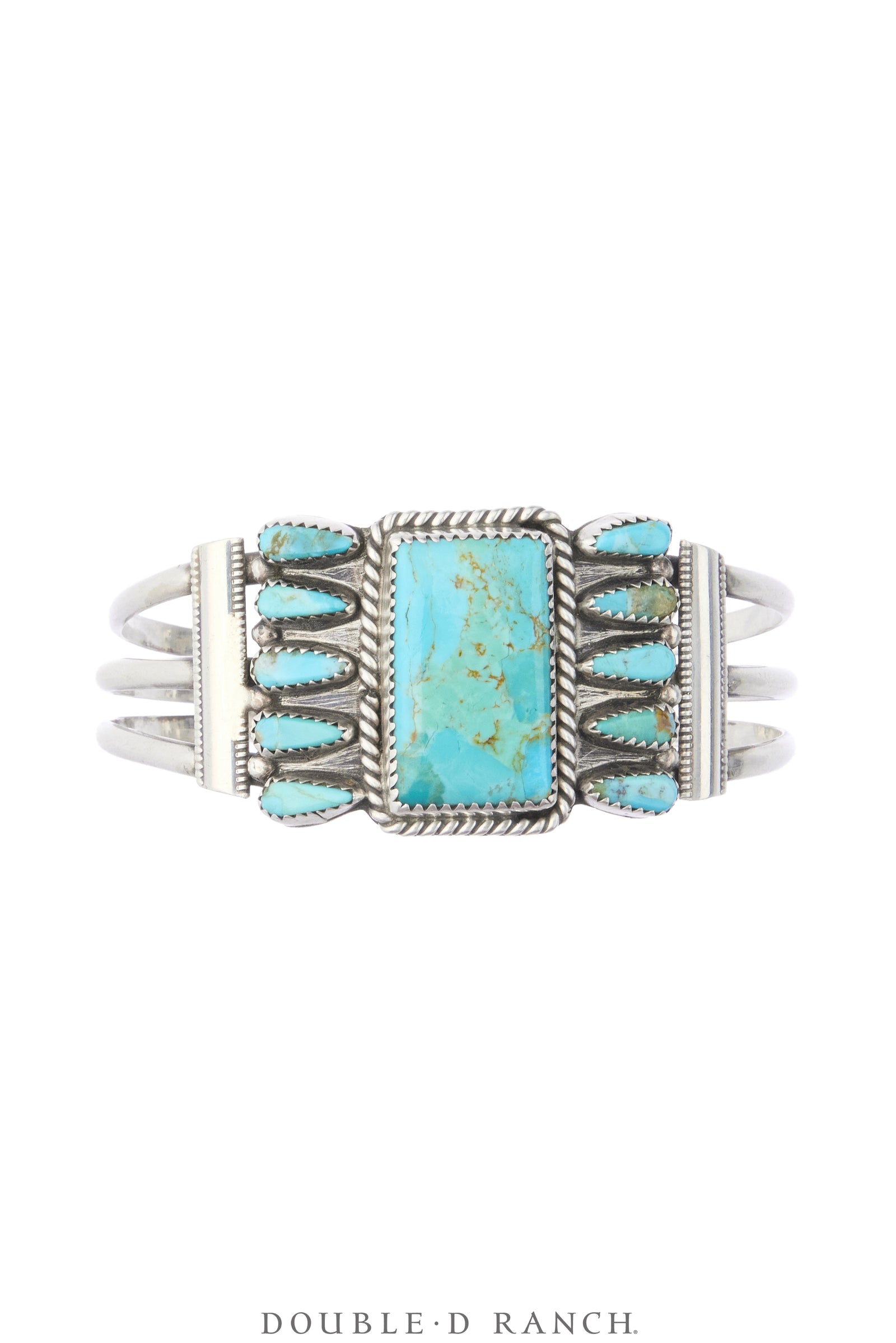 Cuff, Cluster, Turquoise, Rectangular Cabachon Framed By Petite Point Cabs, Hallmark, Vin