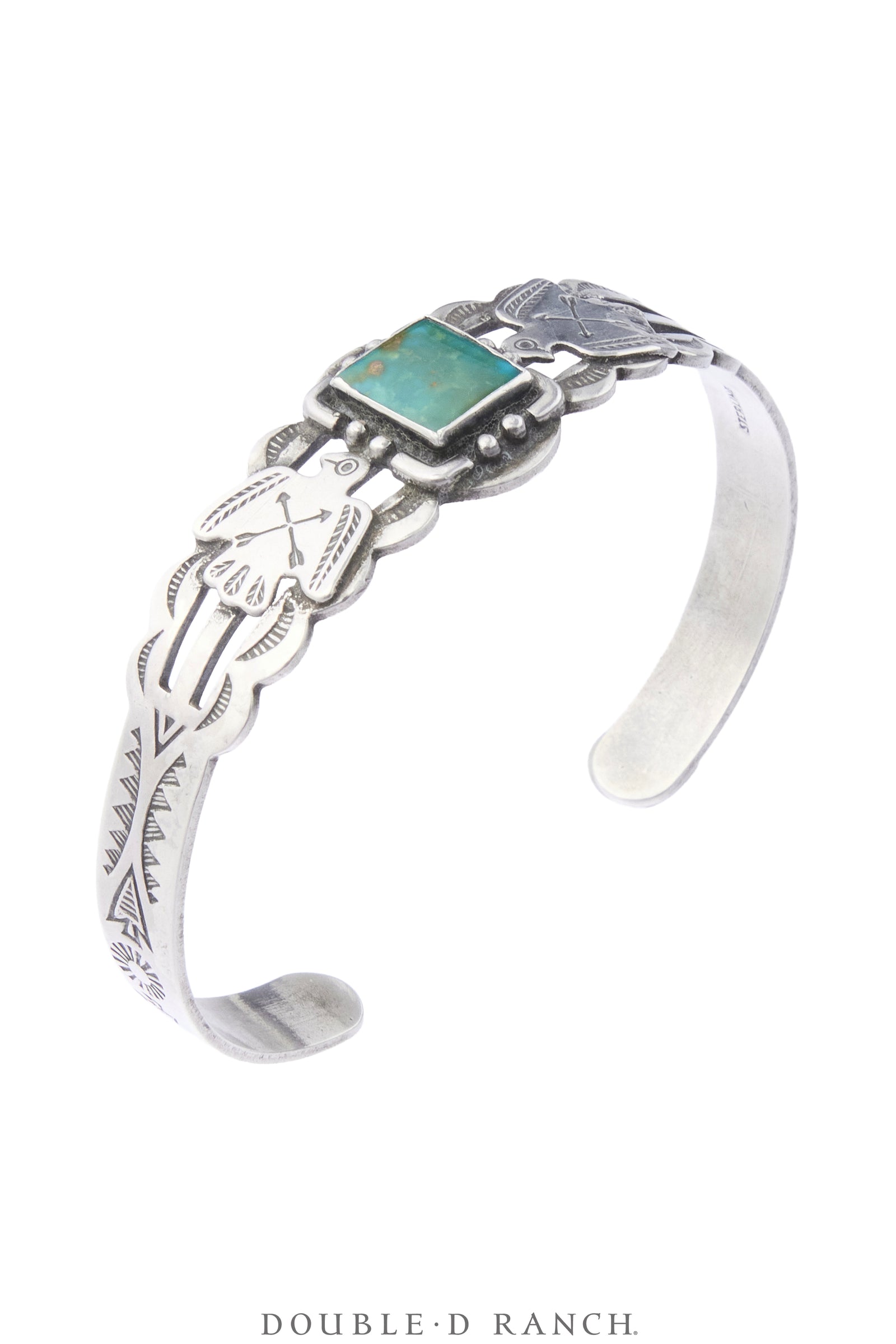 Cuff, Fred Harvey Railroad Era, Turquoise, Thunderbird Motifs, Vintage ‘30s, 4367