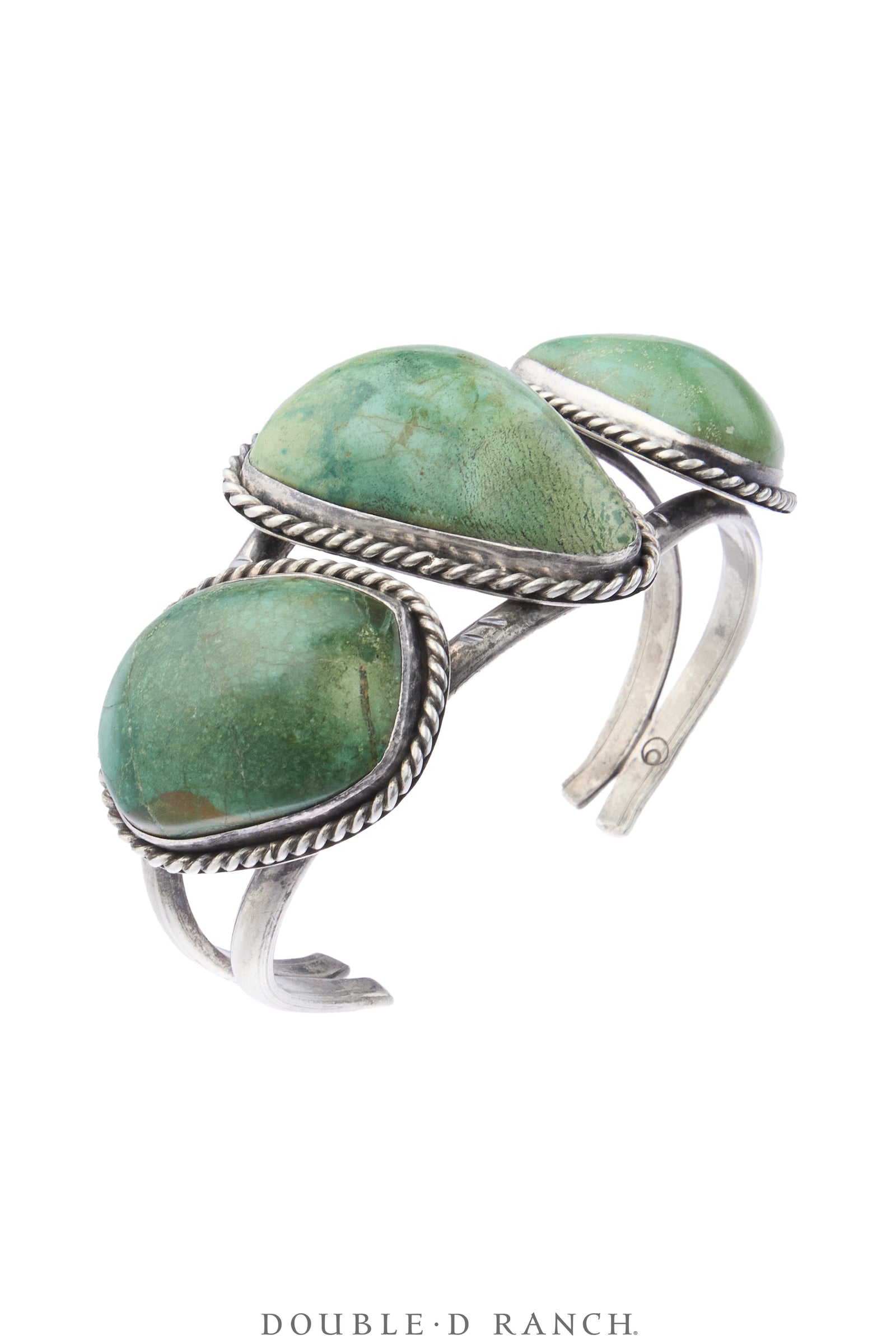 Cuff, Natural Stone, Turquoise, Three Large Cabs, Hallmark, Vintage, 4377