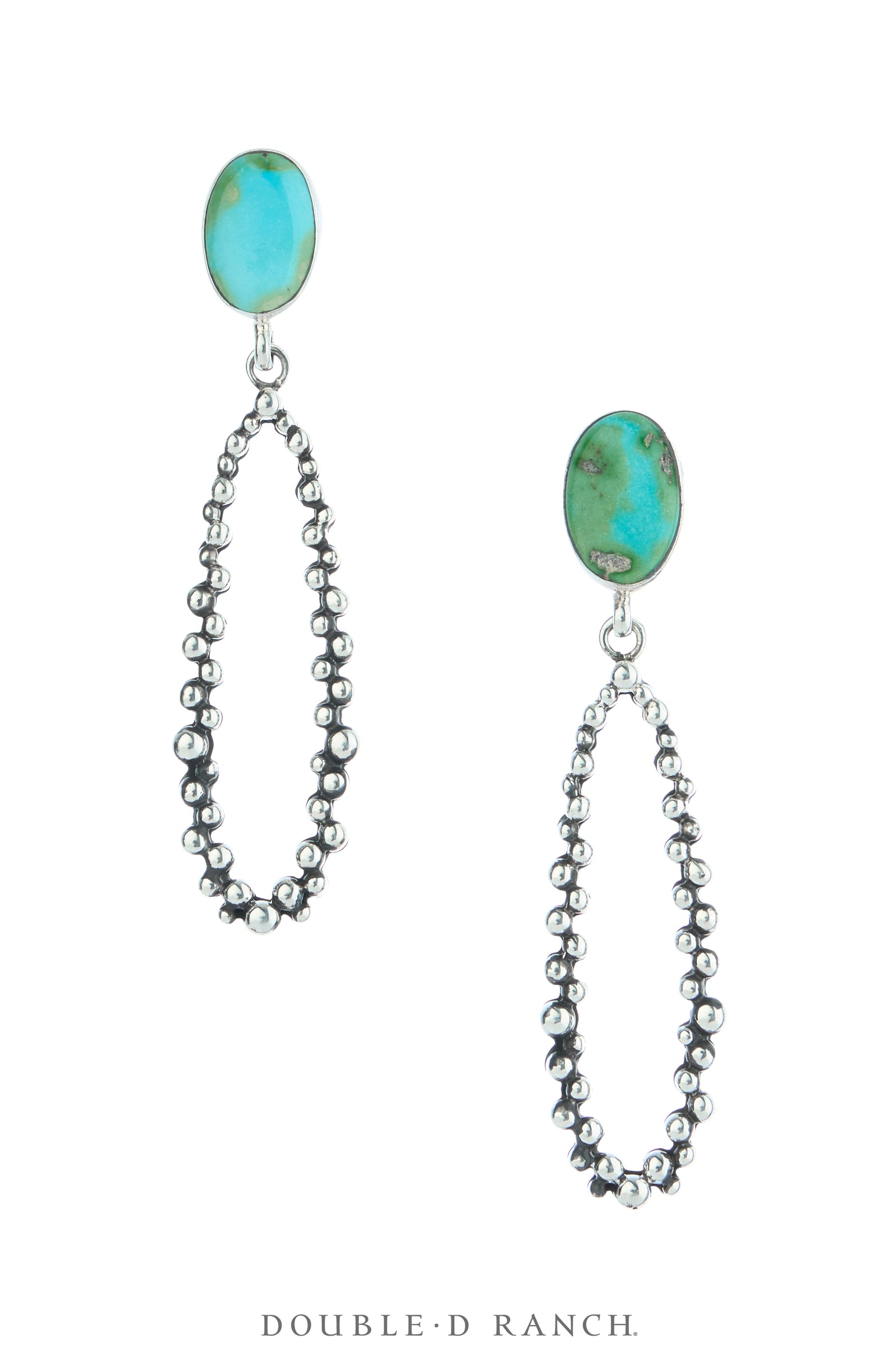 Earring, Hoop, Golden HillsTurquoise & Blackened Bubble Sterling Silver, Contemporary, 1765D