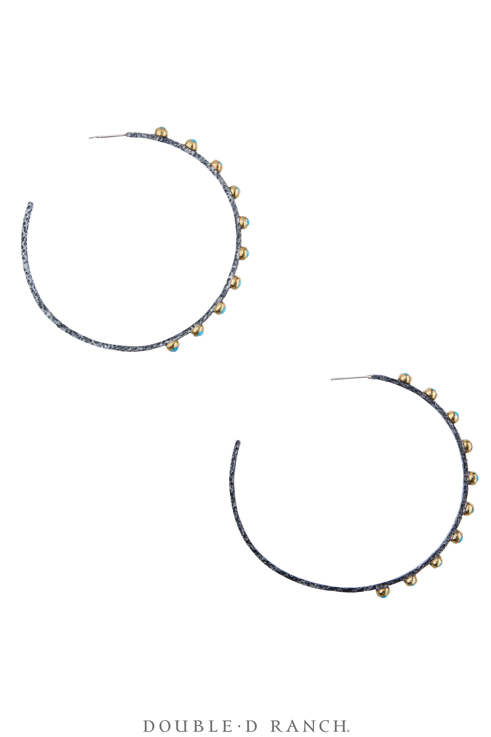Earrings, Faceted Jewels, Hoops, Sterling Silver Oxidized, Hallmark, Contemporary, 2207B