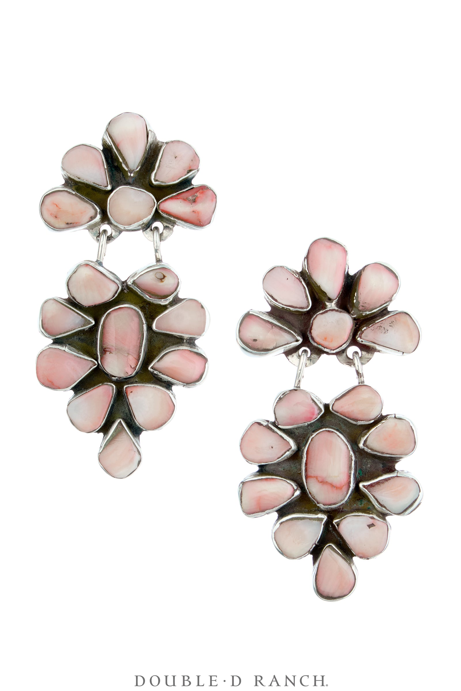 Earrings, Oscar Betz, Triangle, Angel Coral, Hallmark, 2245