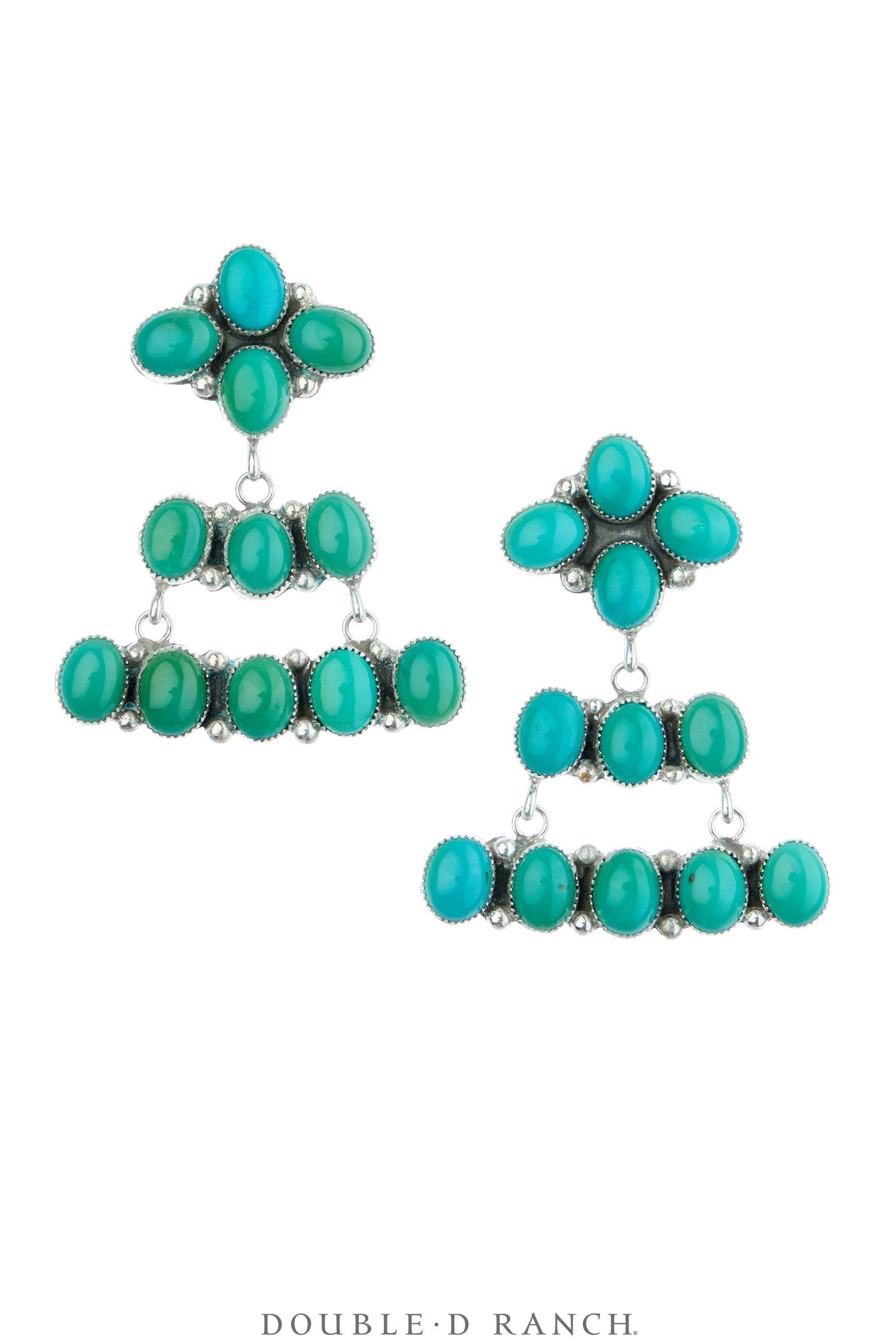 Earrings, Chandelier, Turquoise, High Grade Stones, Hallmark, Contemporary, 2256
