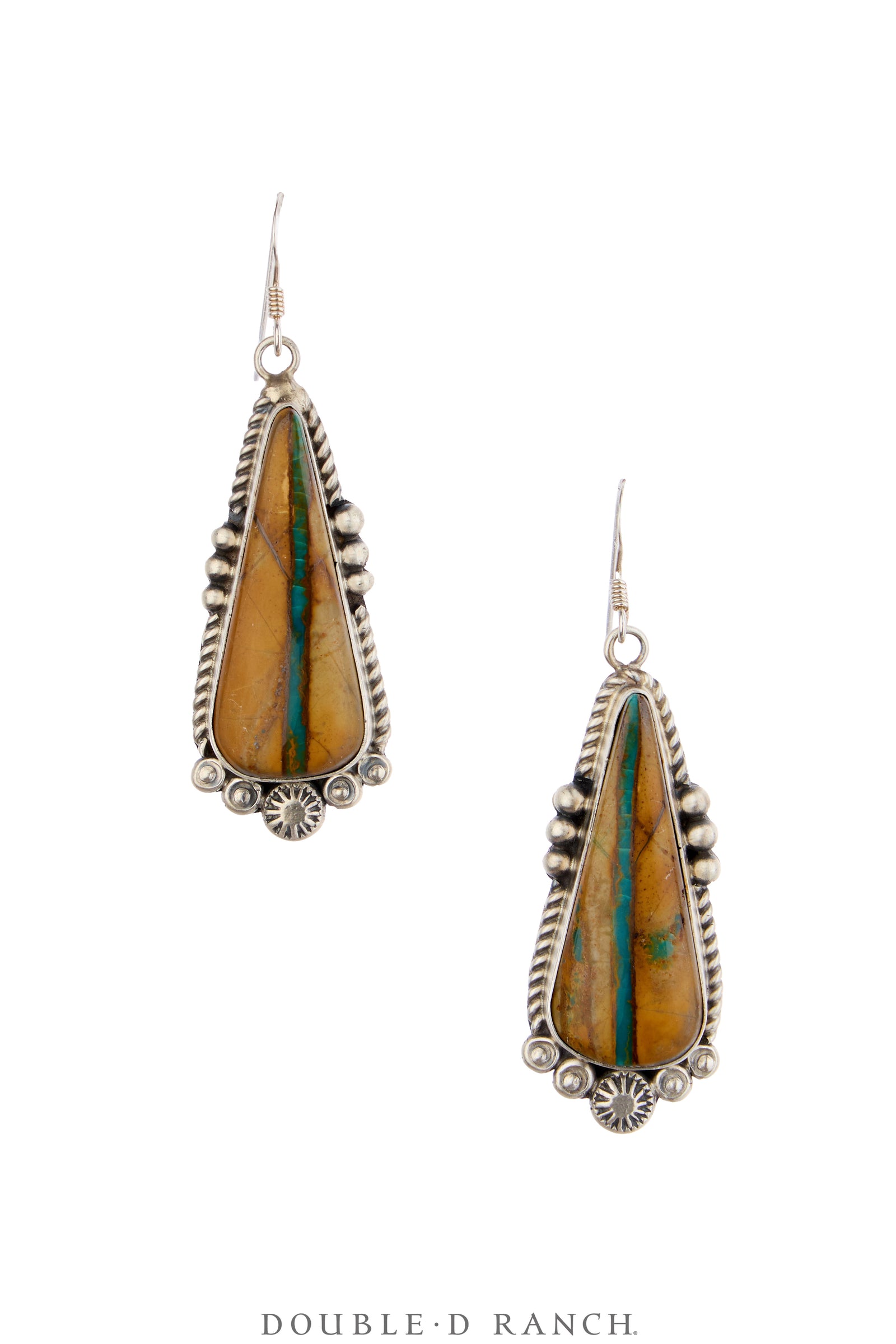 Earrings, Drops, Turquoise, Boulder Ribbon Mine, Hallmark, Contemporary, 2263