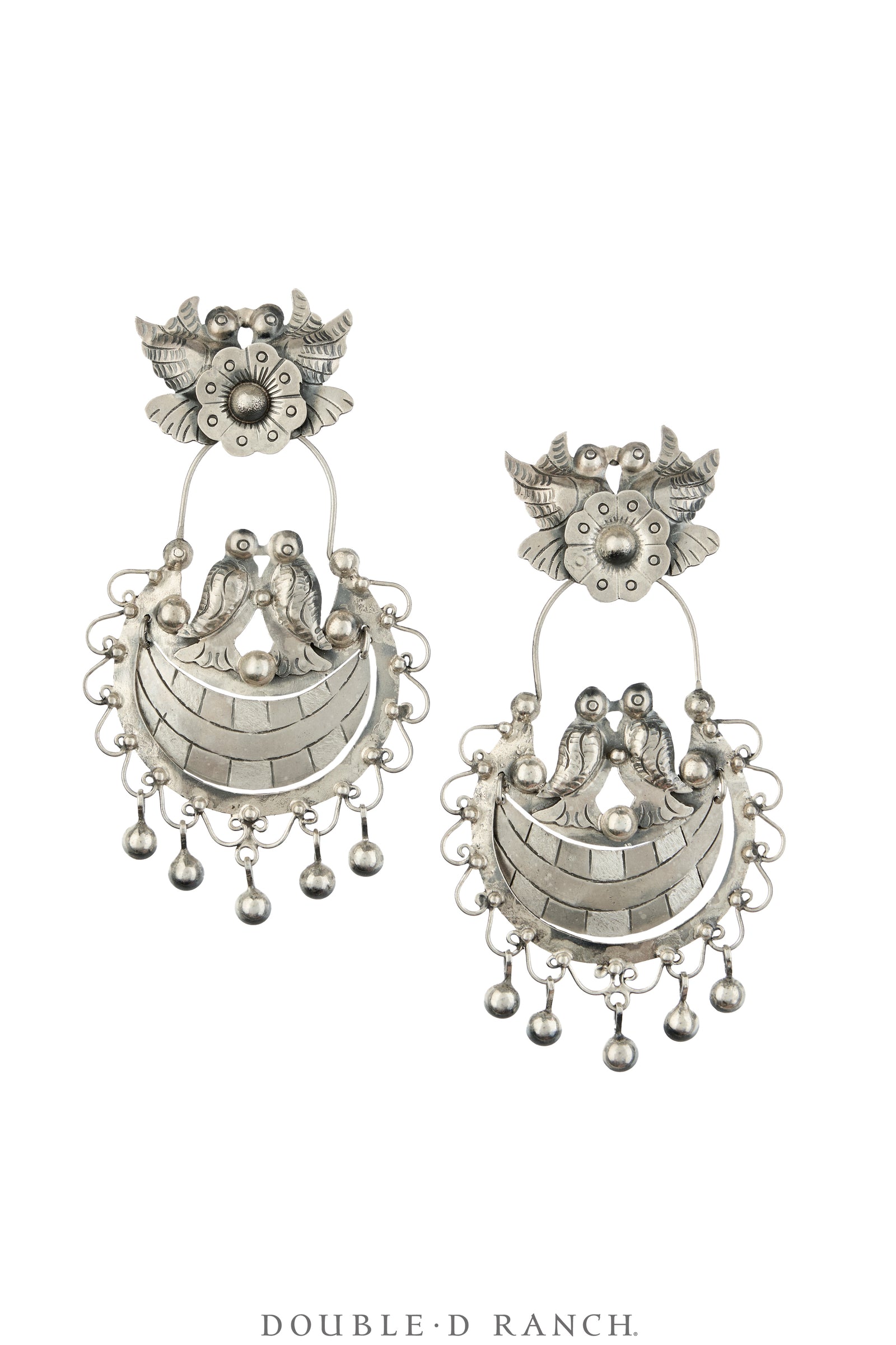 Earrings, Federico, Mazahua, Sterling Silver, Doves, Hallmark, Contemporary, 2332
