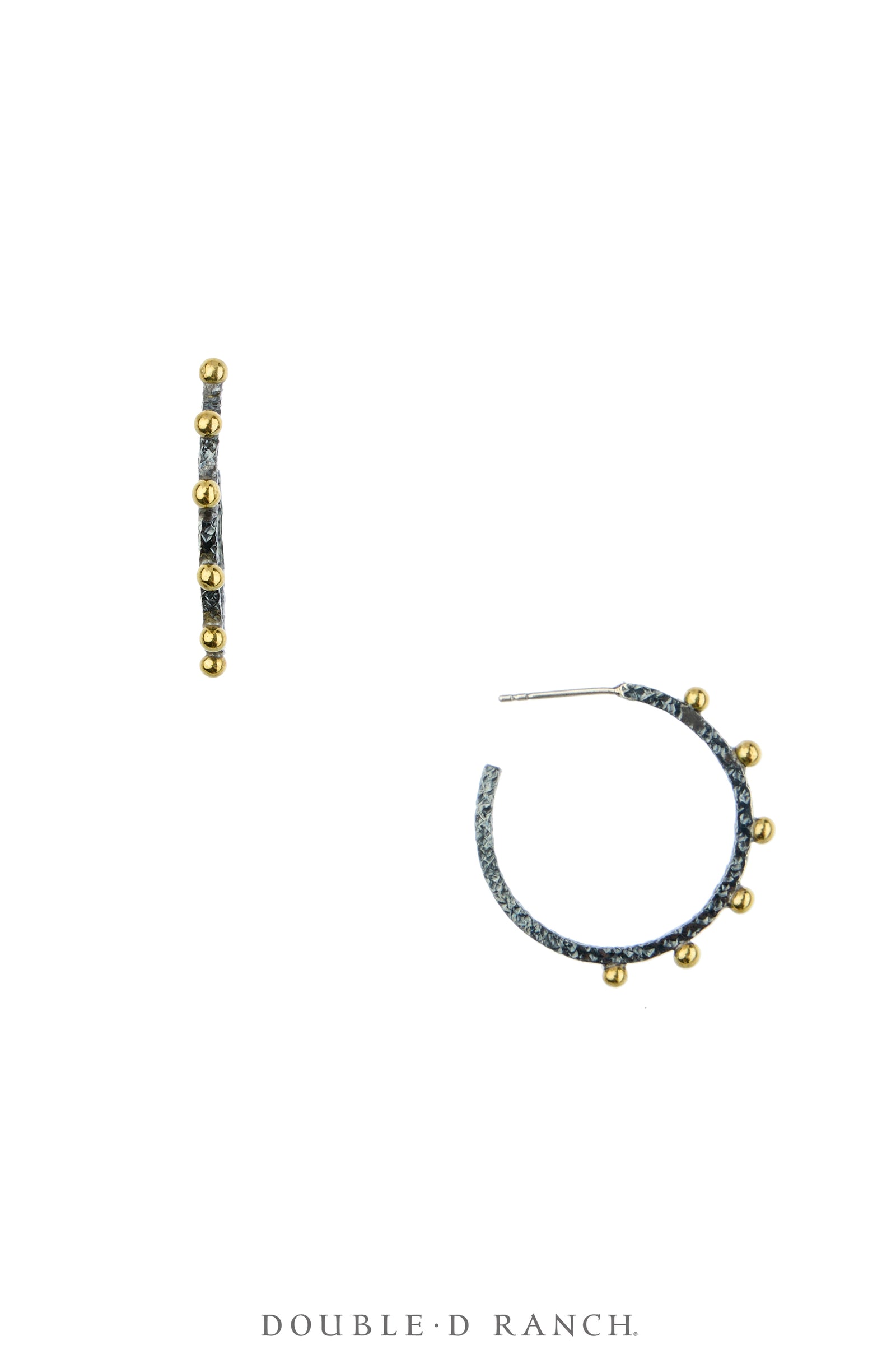 Earrings, Faceted Jewels, Hoops, Sterling Silver Oxidized, Hallmark, Contemporary, 2346