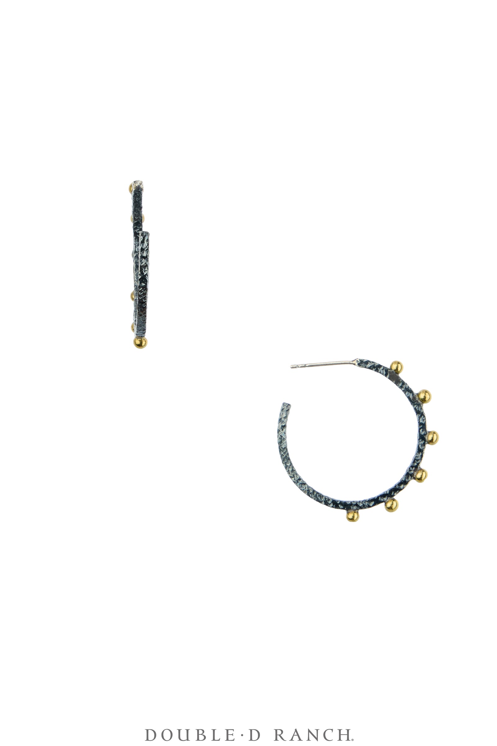 Earrings, Faceted Jewels, Hoops, Sterling Silver Oxidized, Hallmark, Contemporary, 2346