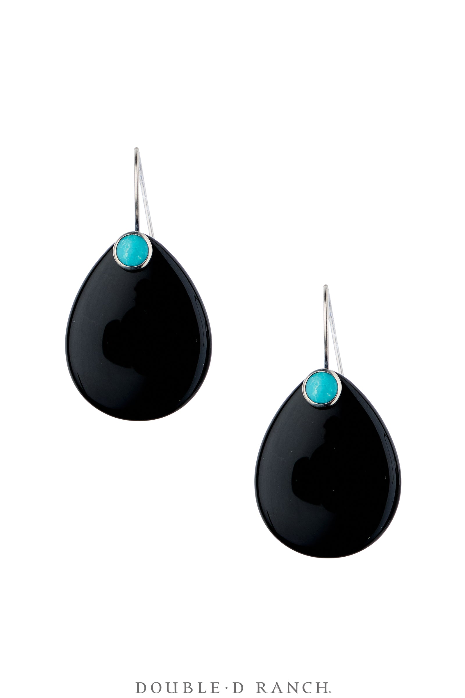 Earrings, Tab, Onyx & Turquoise, Artisan, Contemporary, 2350B