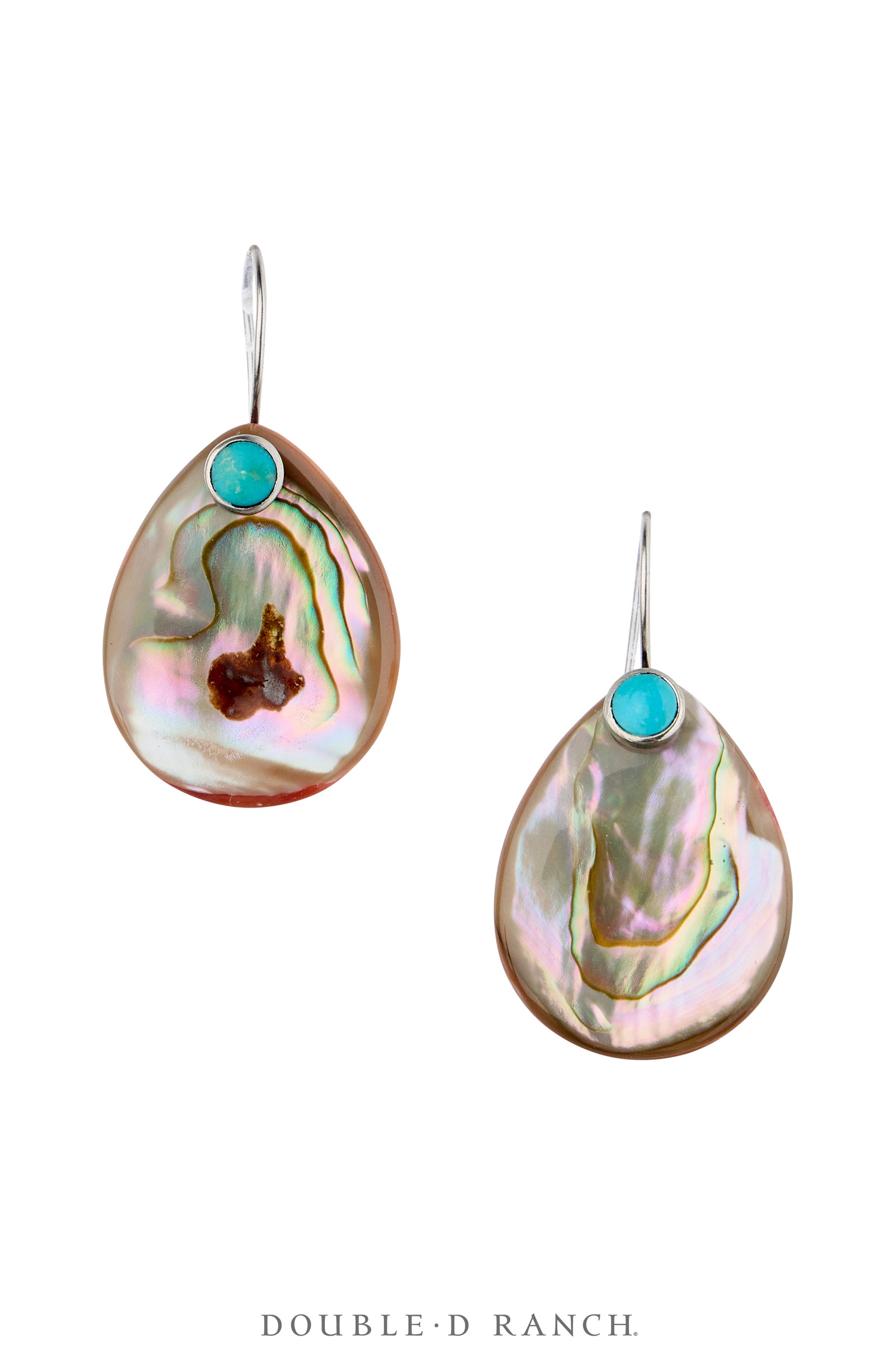 Earrings, Tab, Abalone & Turquoise, Artisan, Contemporary, 2350C