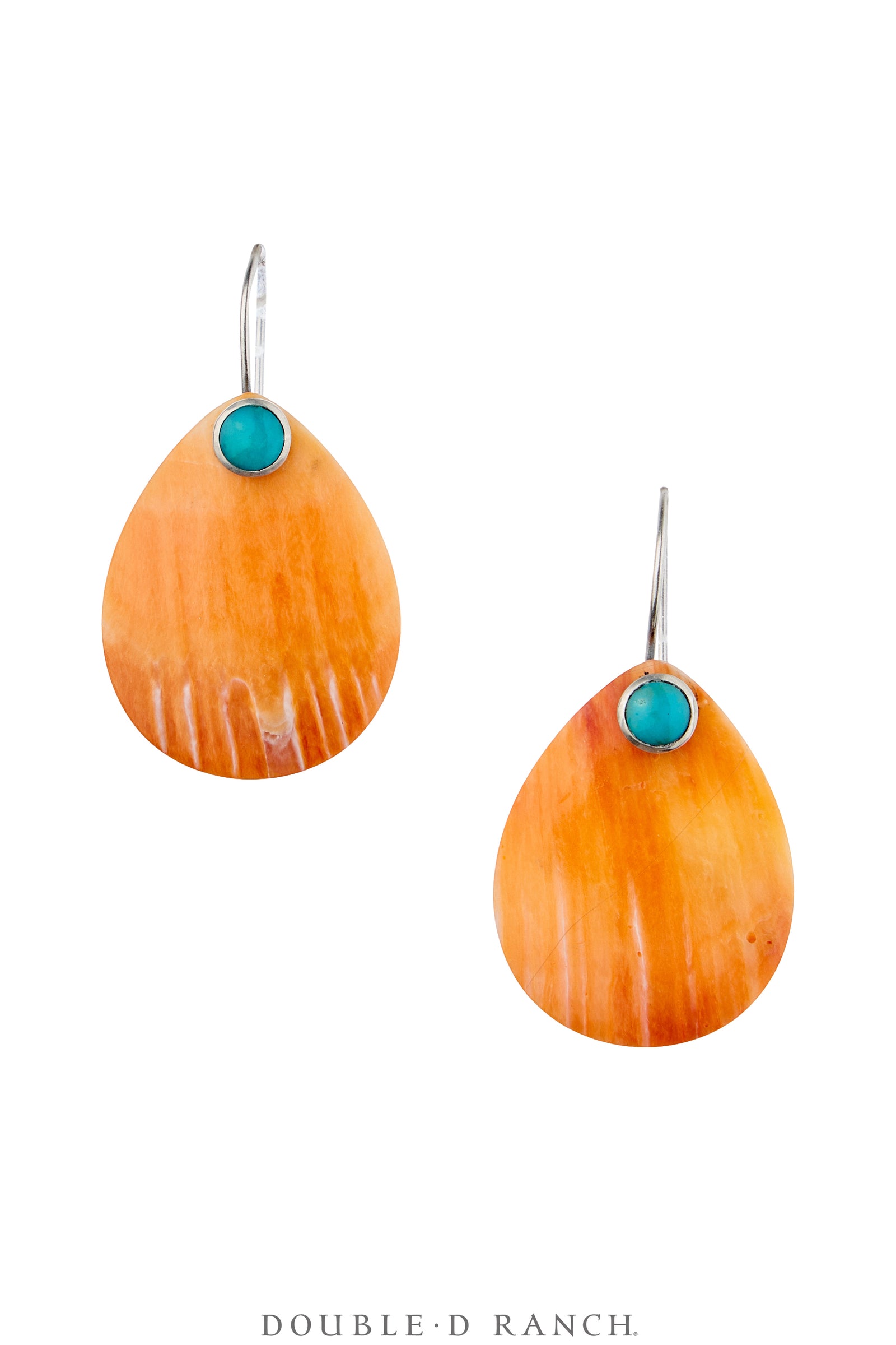 Earrings, Tab, Orange Spiny & Turquoise, Artisan, Contemporary, 2350D