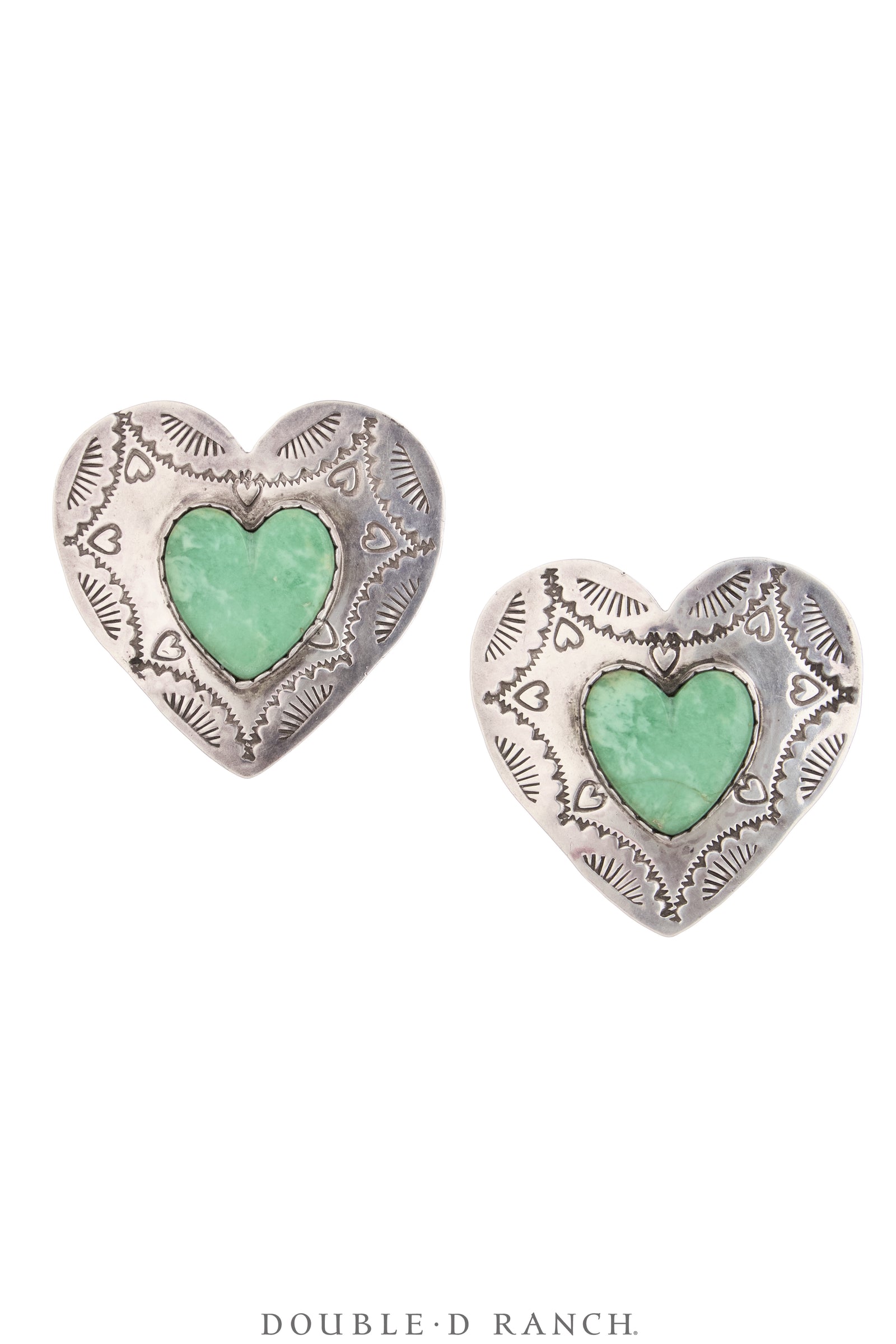 Earrings, Novelty, Turquoise, Heart, Hallmark, Vintage, 2370