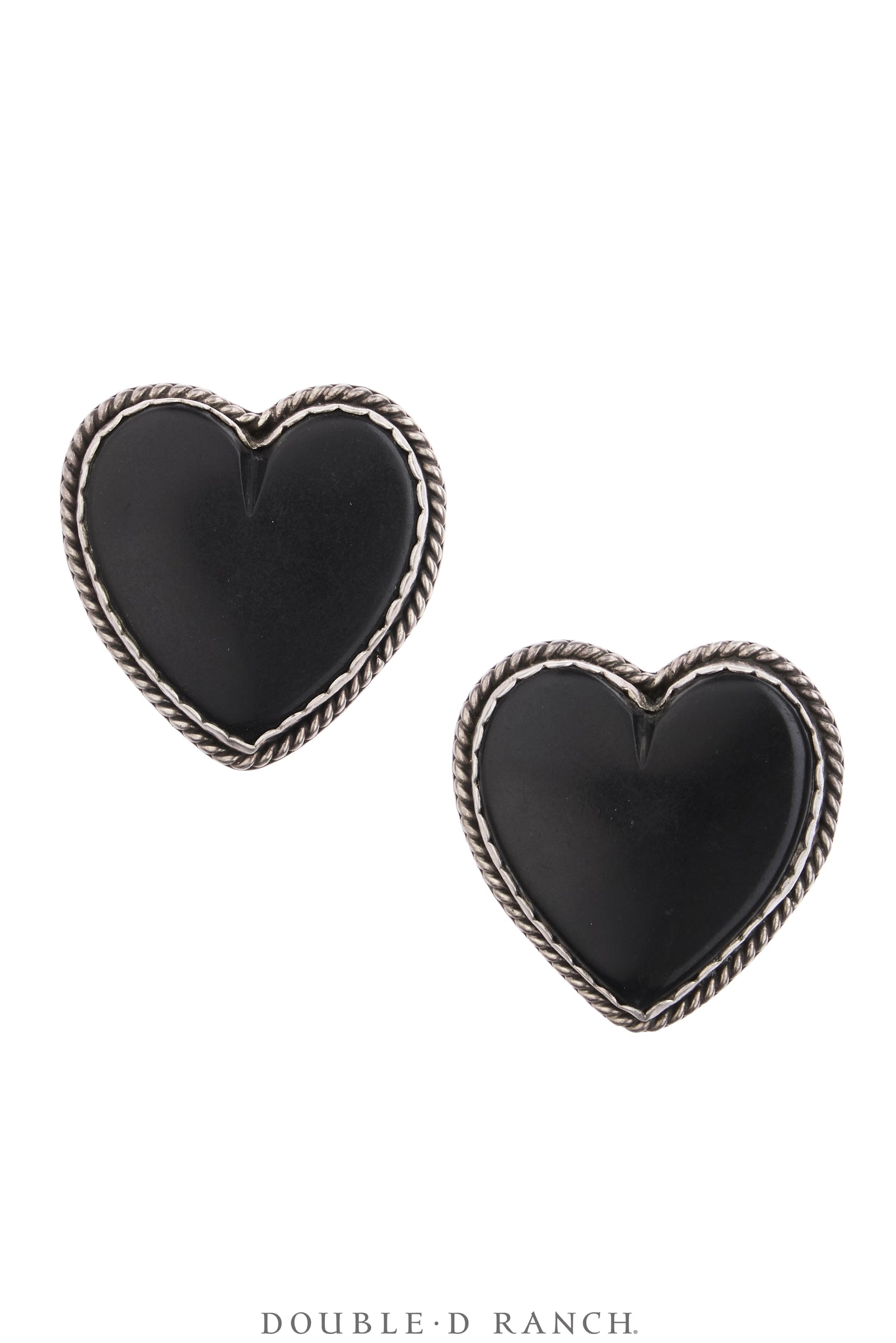 Earrings, Novelty, Onyx, Hearts, Hallmark, Vintage, 2372