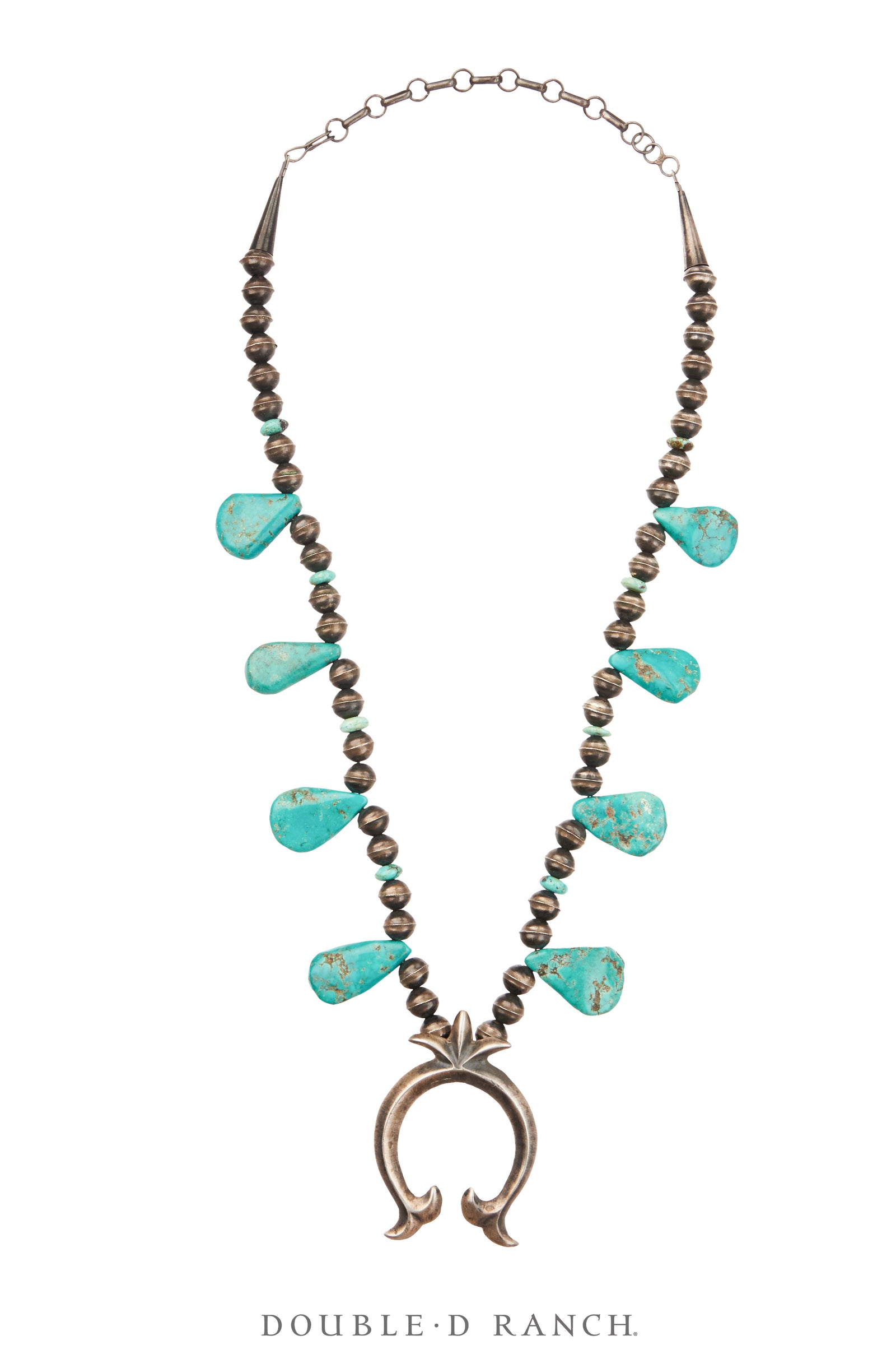 Necklace, Squash Blossom, Turquoise, Vintage, 3664