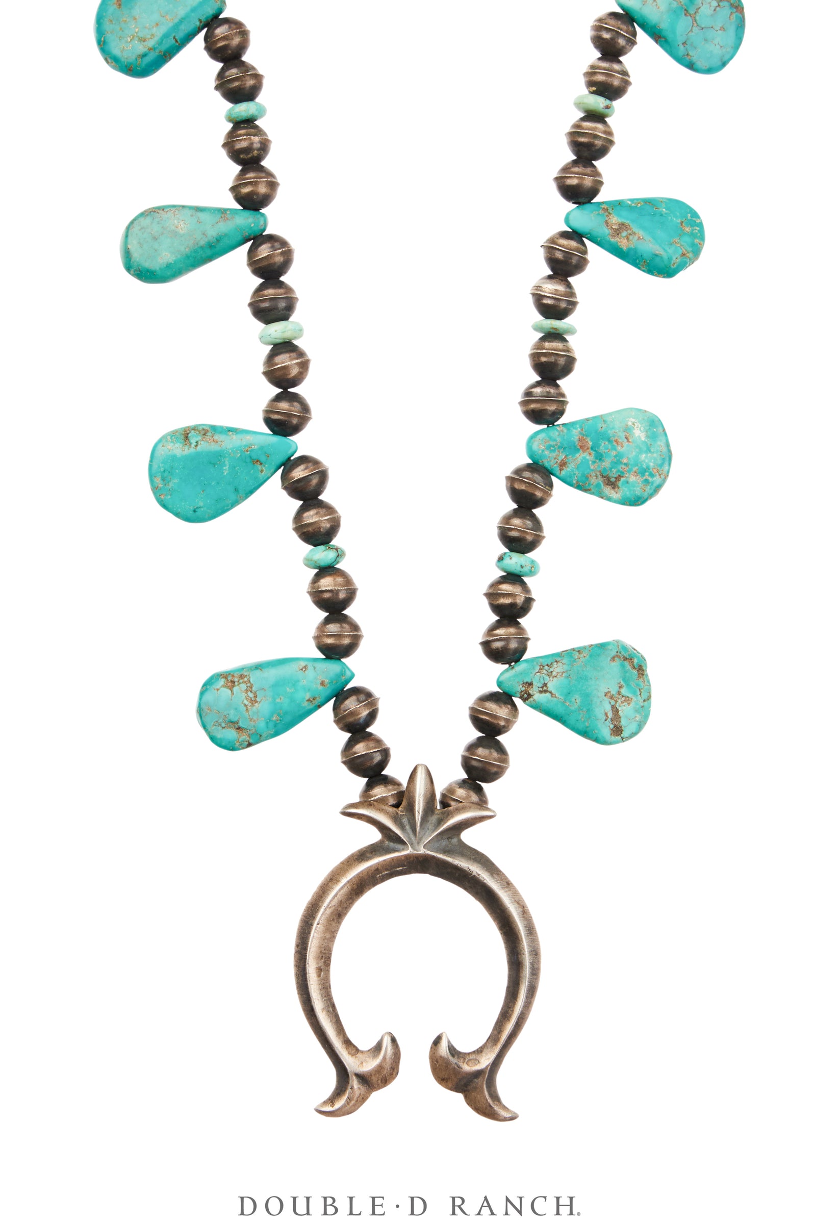 Necklace, Squash Blossom, Turquoise, Vintage, 3664