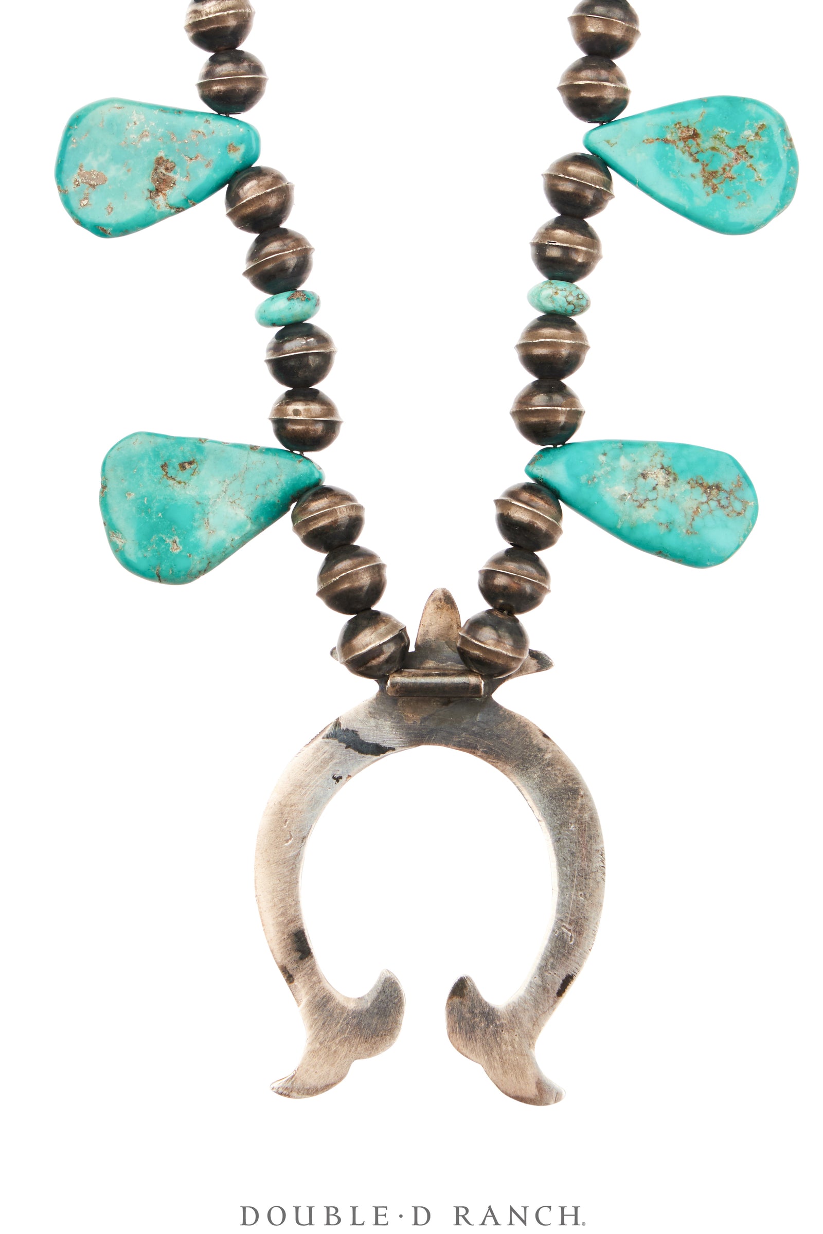 Necklace, Squash Blossom, Turquoise, Vintage, 3664