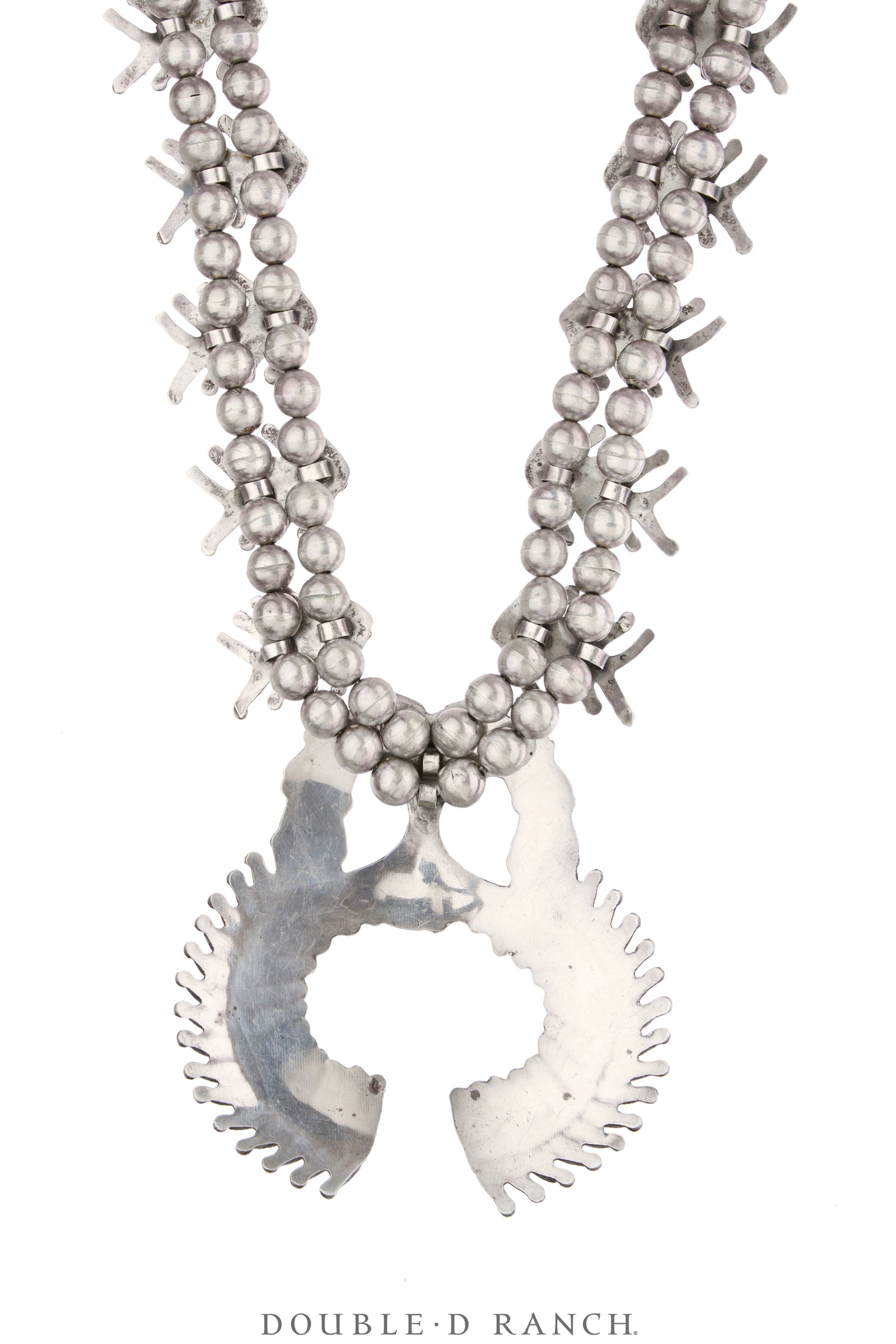Necklace, Squash Blossom, Turquoise, Needlepoint, Zuni, Vintage Mid Century, 3729