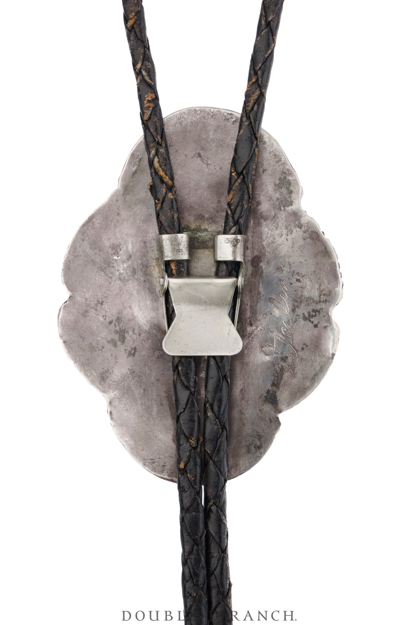 Bolo, Natural Stone, Turquoise, Leaf Appliqué, Hallmark, Vintage, 3762