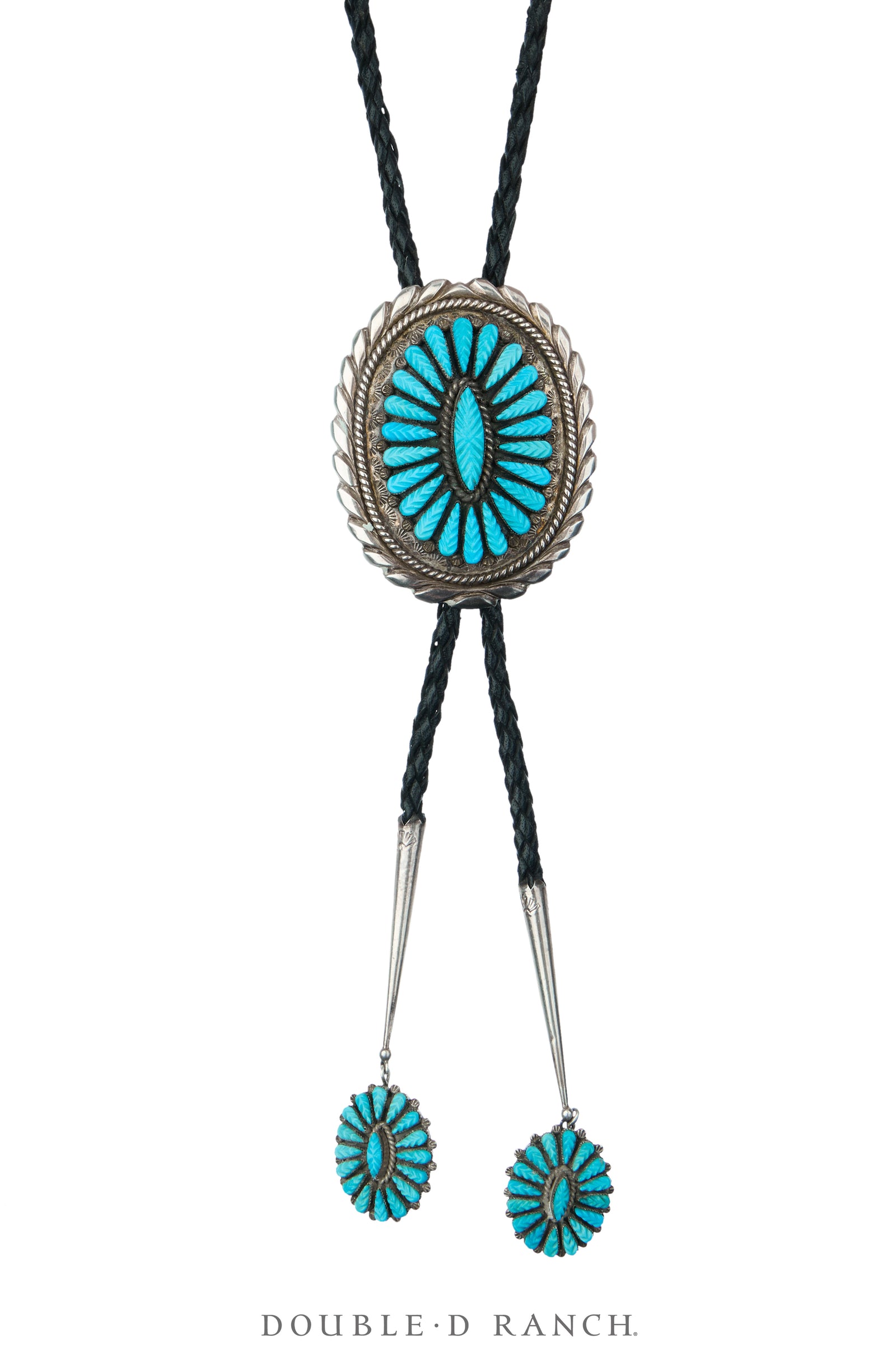 Bolo, Cluster, Turquoise, Hand Carved Stones, Hallmark, Vintage, 3776