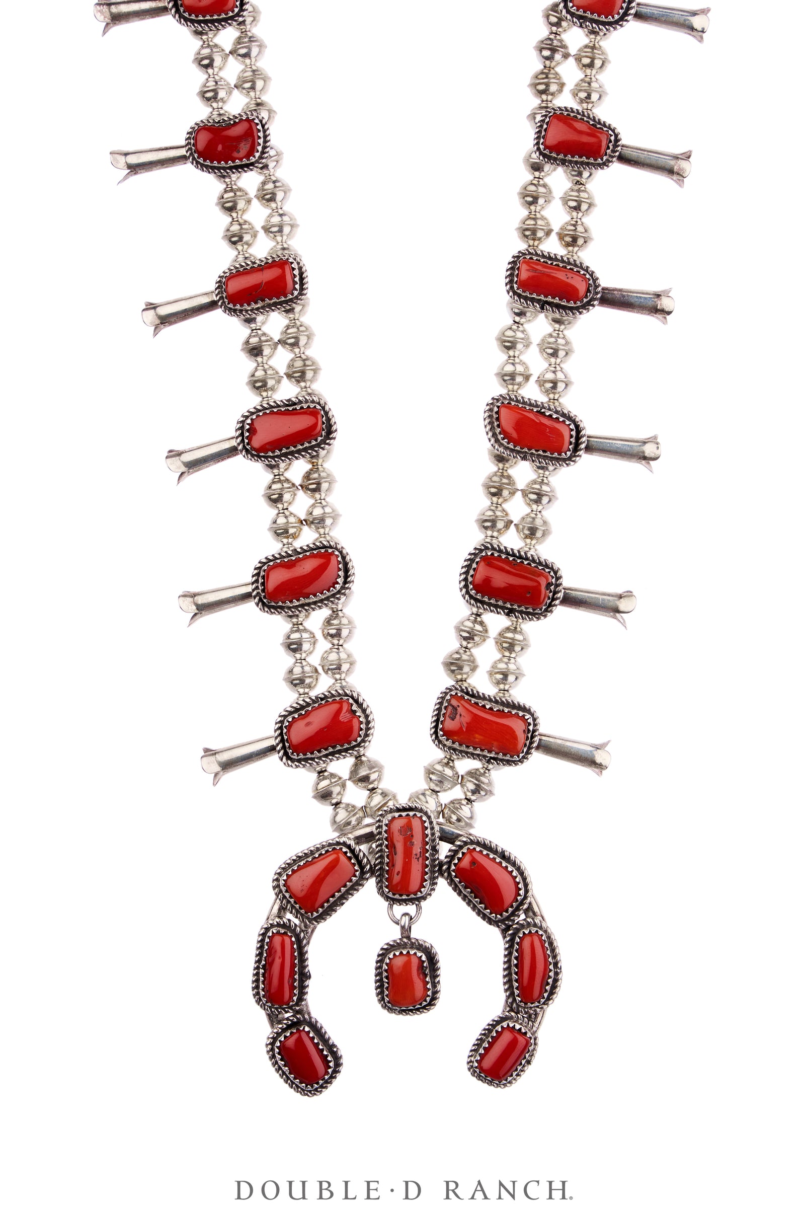 Necklace, Squash Blossom, Coral, With Matching Earrings, Hallmark, Vintage, 3784B