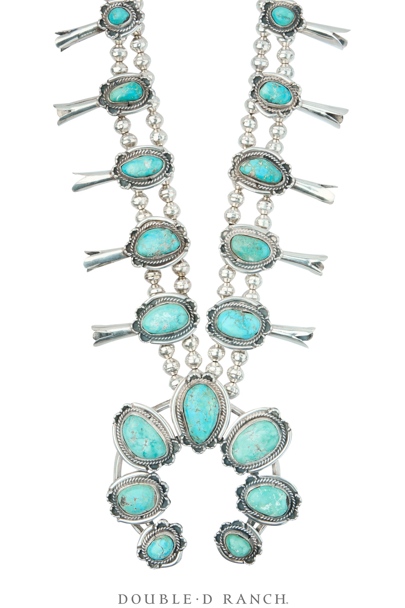 Necklace, Squash Blossom, Turquoise, Hallmark, Vintage, 3784