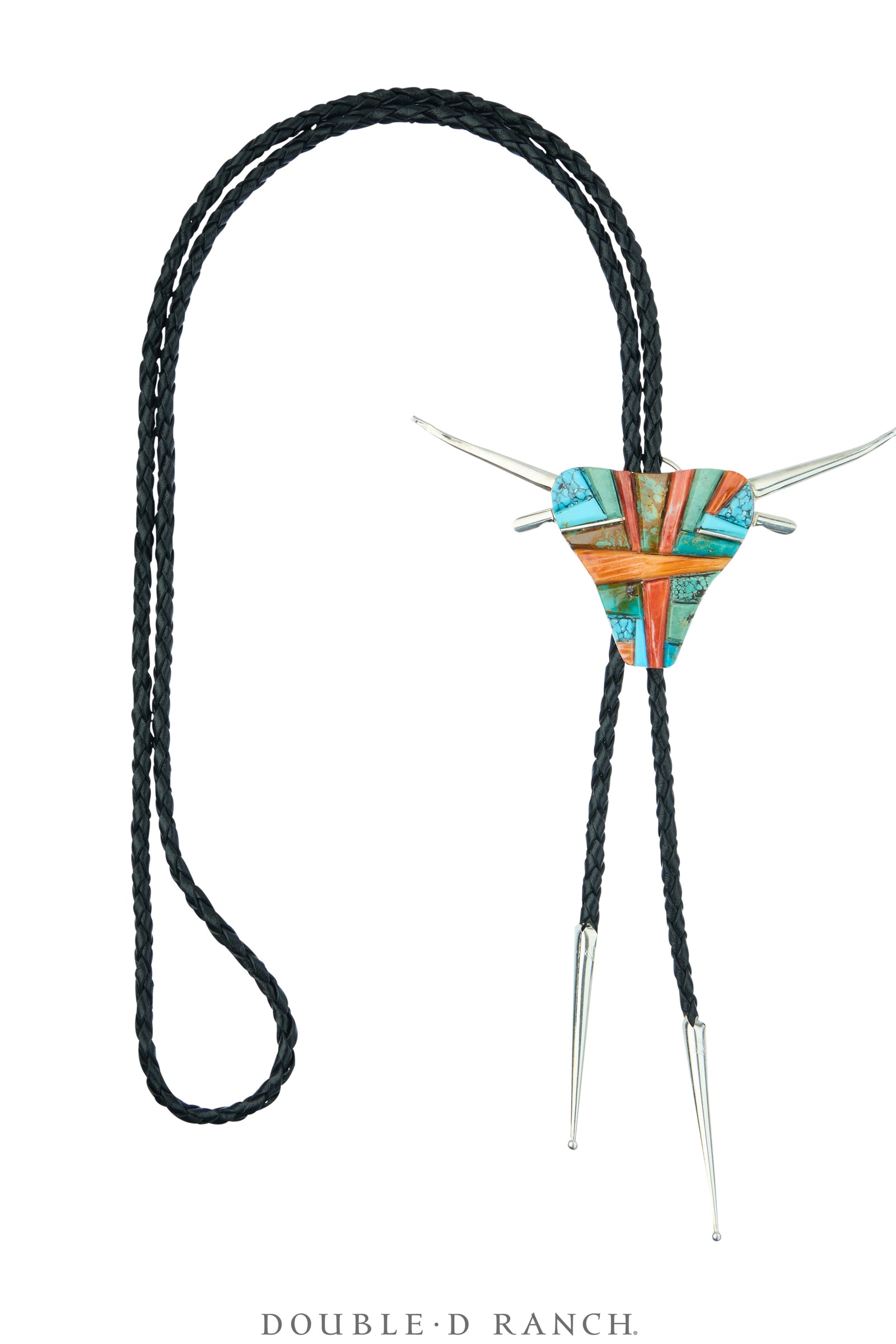 Bolo, Inlay, Mixed Stones, Steer Head, Contemporary, 3787