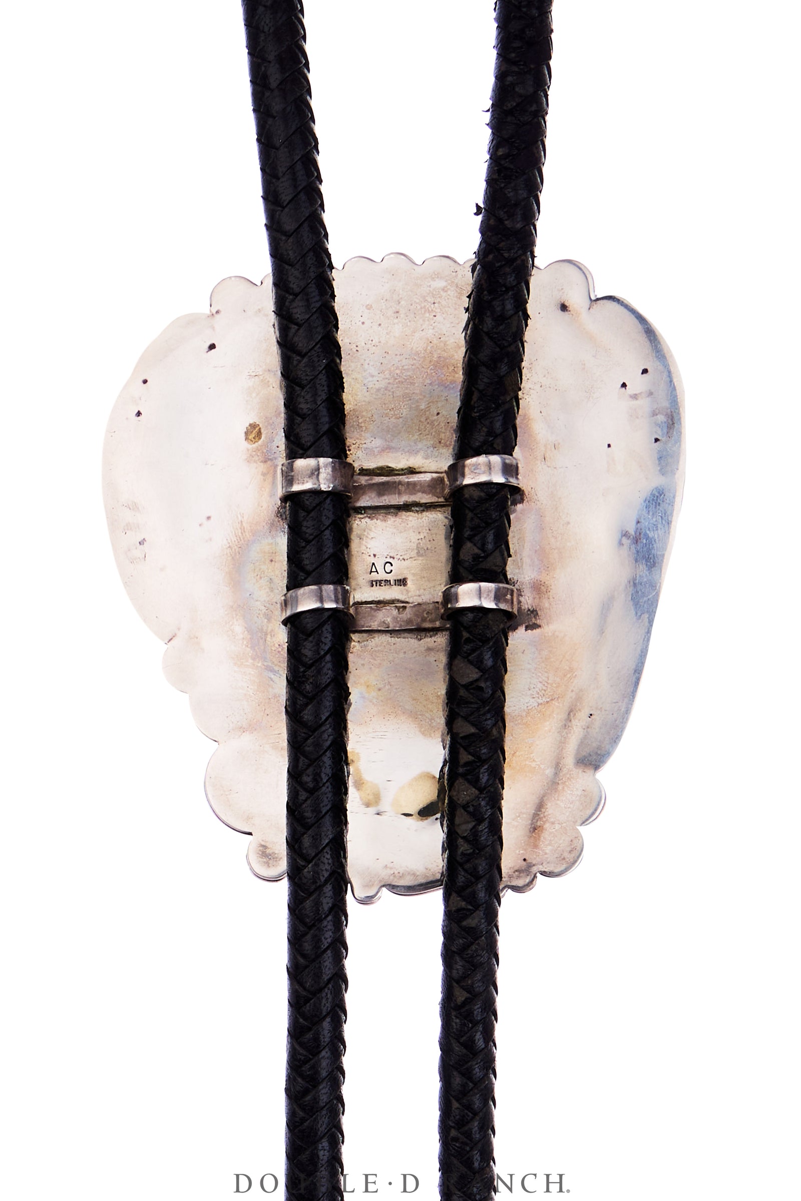 Bolo, Natural Stone, Turquoise, Stampwork & Overlay, Hallmark, Estate, Vintage, 3811