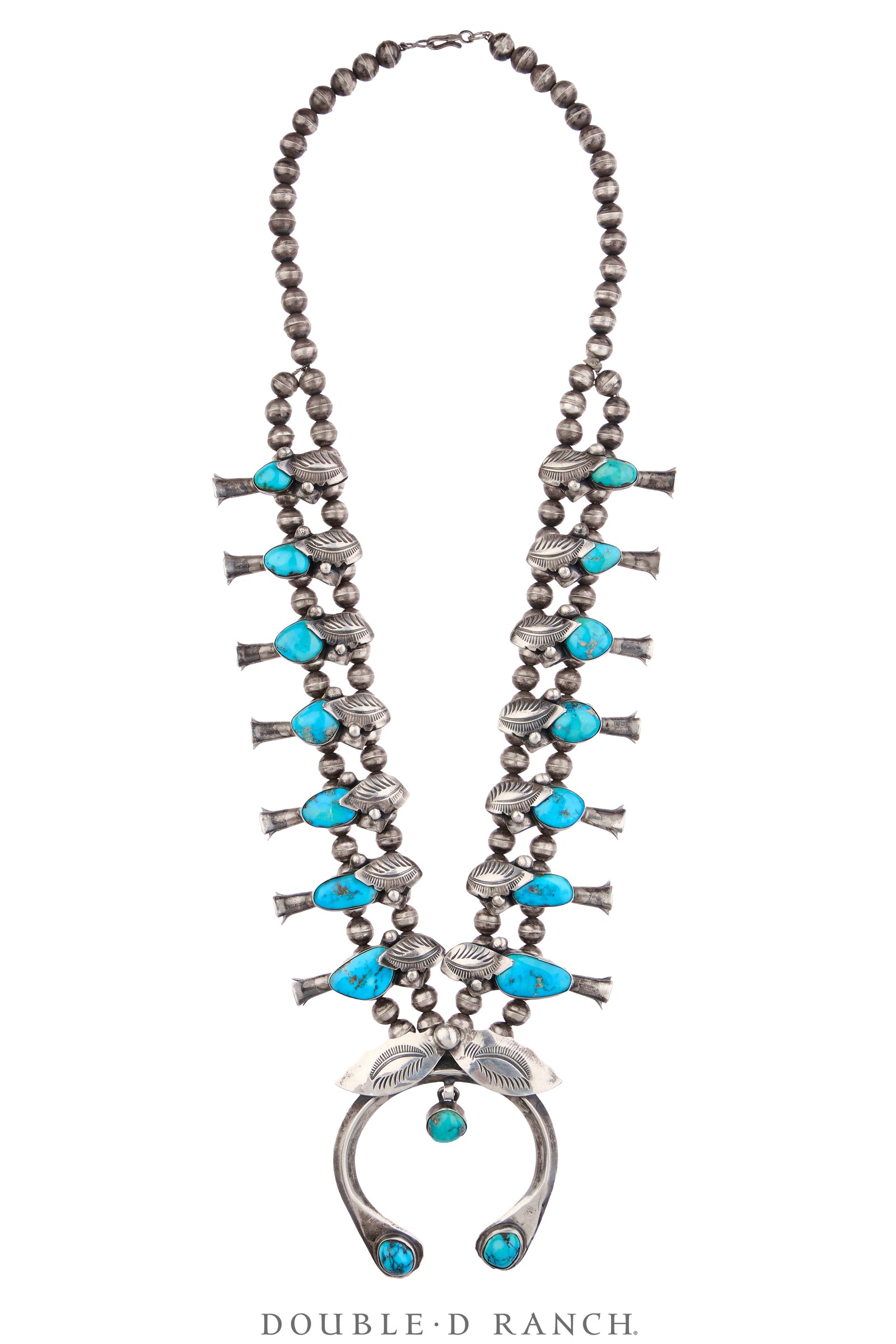 Necklace, Squash Blossom, Turquoise, Hallmark, Vintage, 3825