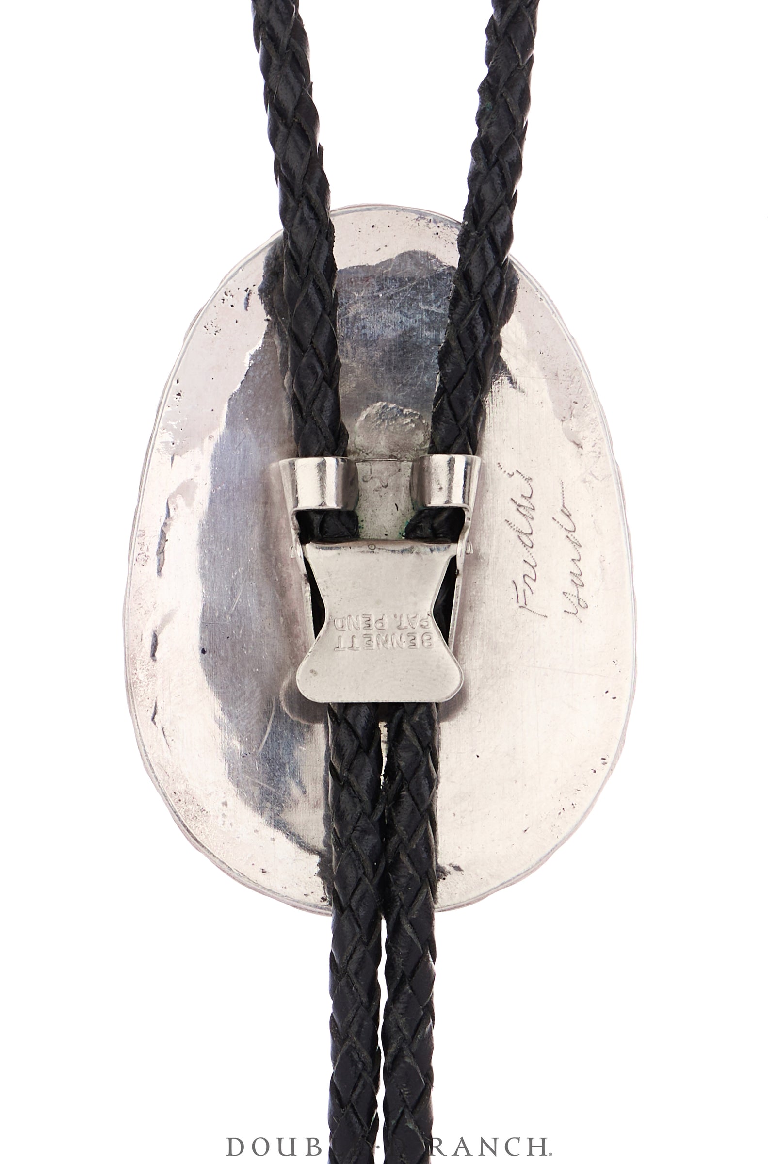 Bolo, Natural Stone, Turquoise, Double Stone with Leaf Appliqué, Hallmark, Vintage, 3835