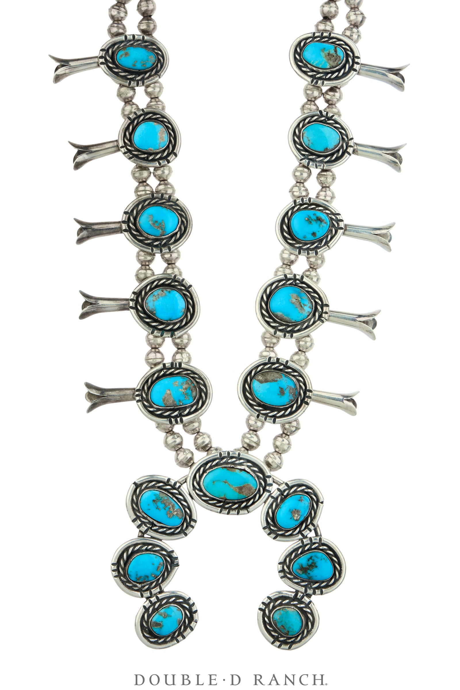 Necklace, Squash Blossom, Turquoise, Vintage, 3838