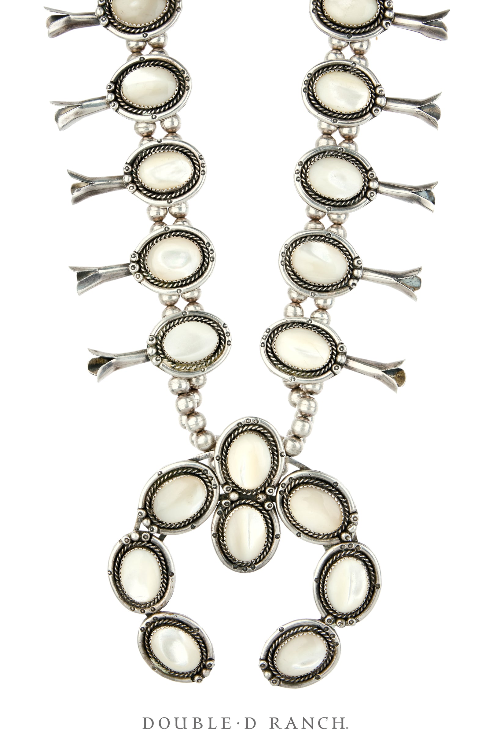 Necklace, Squash Blossom, Mother of Pearl, Sans Hallmark, Vintage, 3857