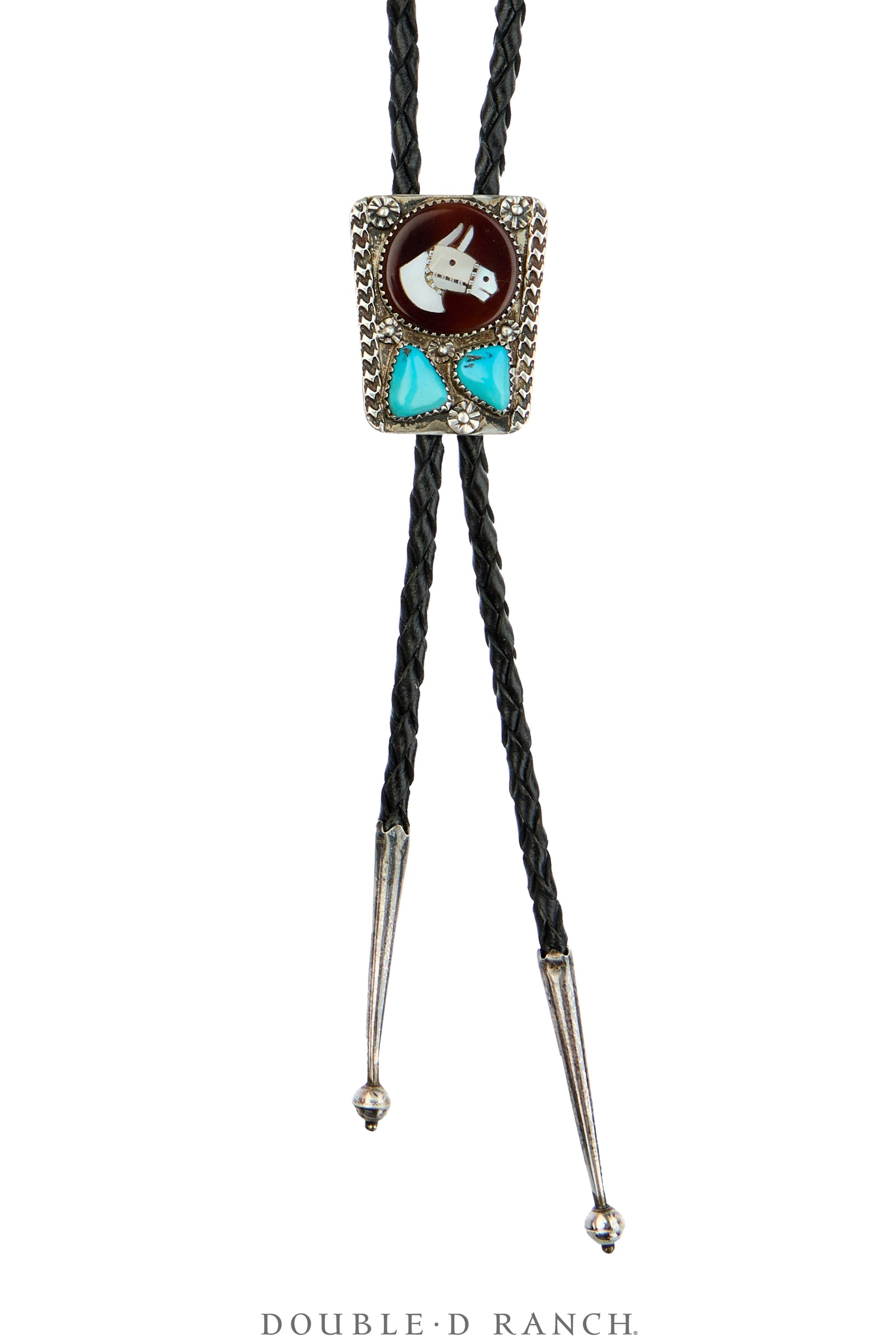 Bolo, Inlay, Horse Profile, Turquoise, Mike Simplicio Hallmark, Vintage, 3885